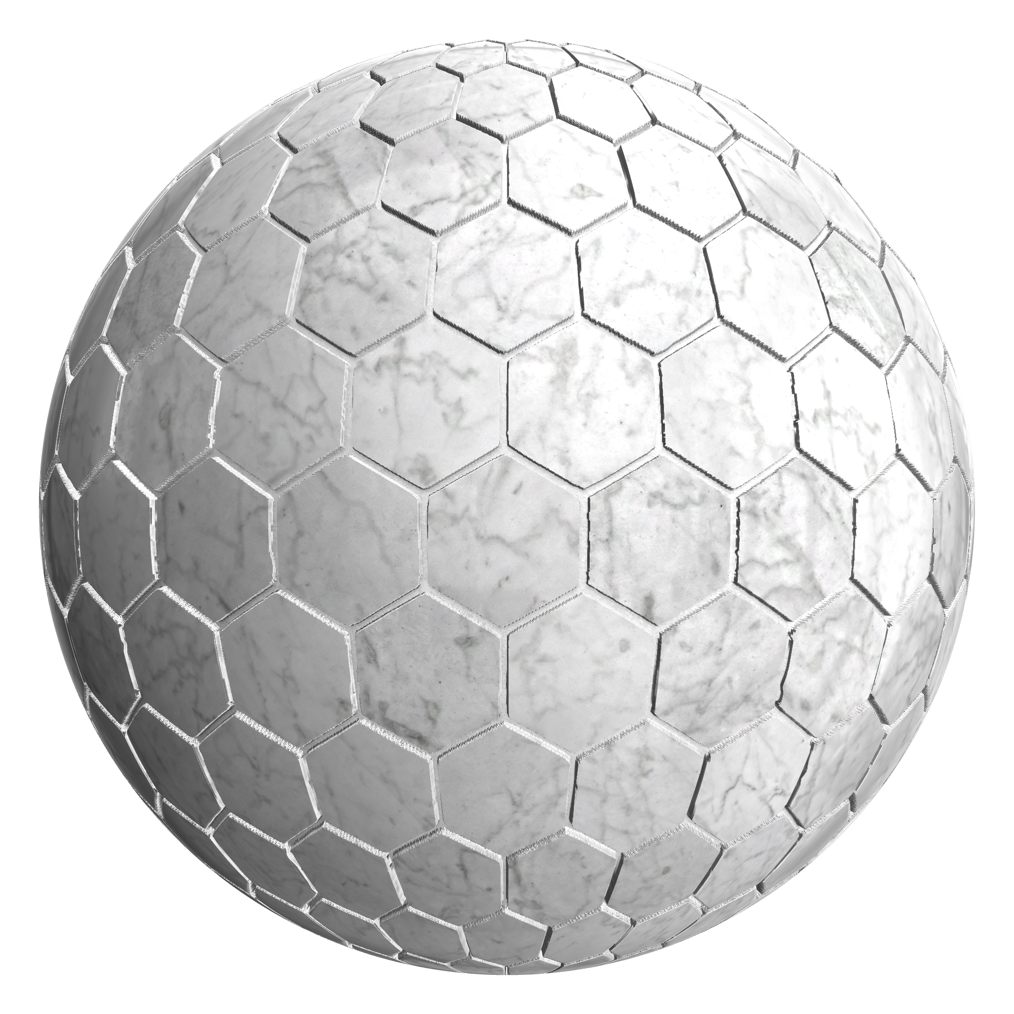 3D sphere preview of White Marble Hexagonal seamless texture