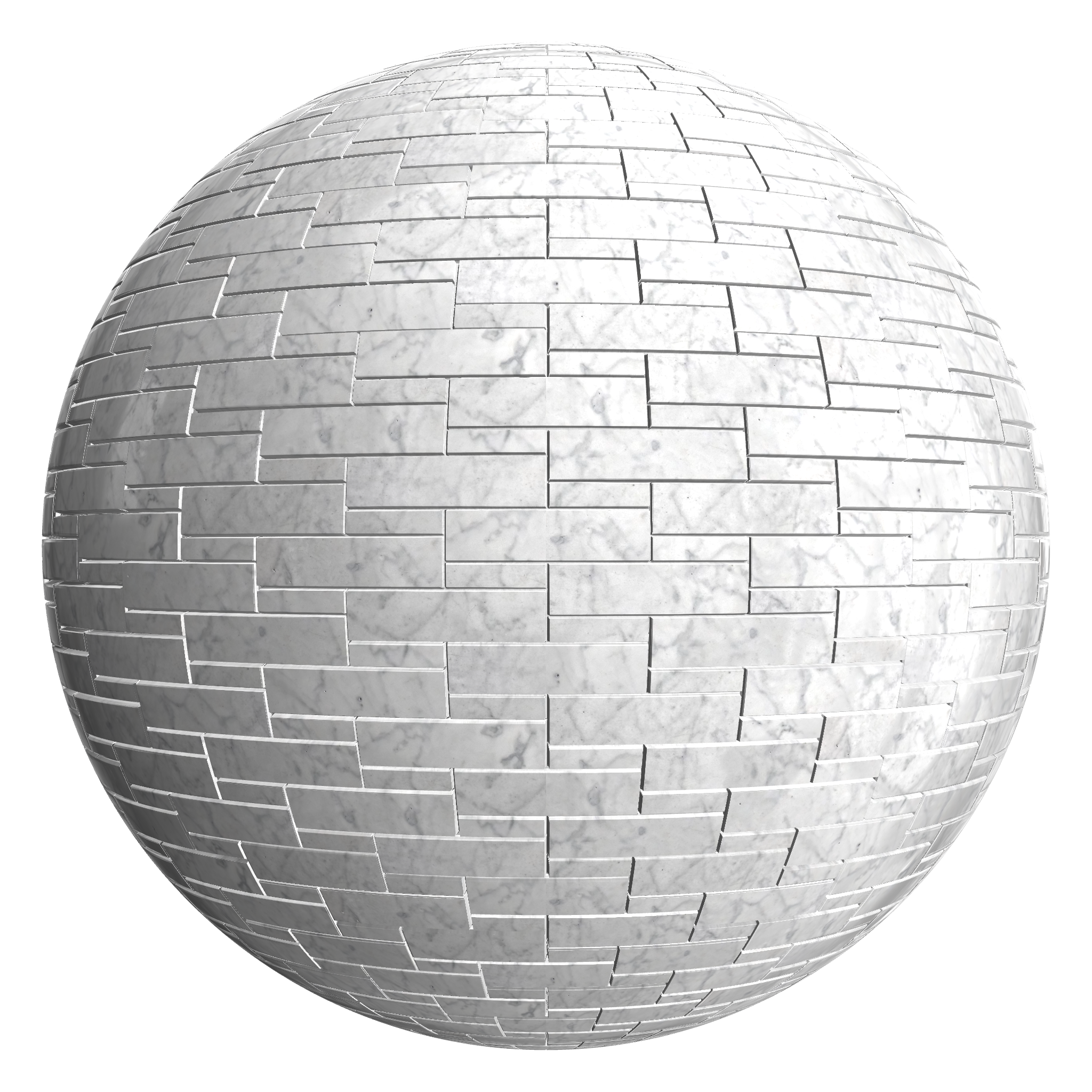 3D sphere preview of White Marble Hopscotch seamless texture