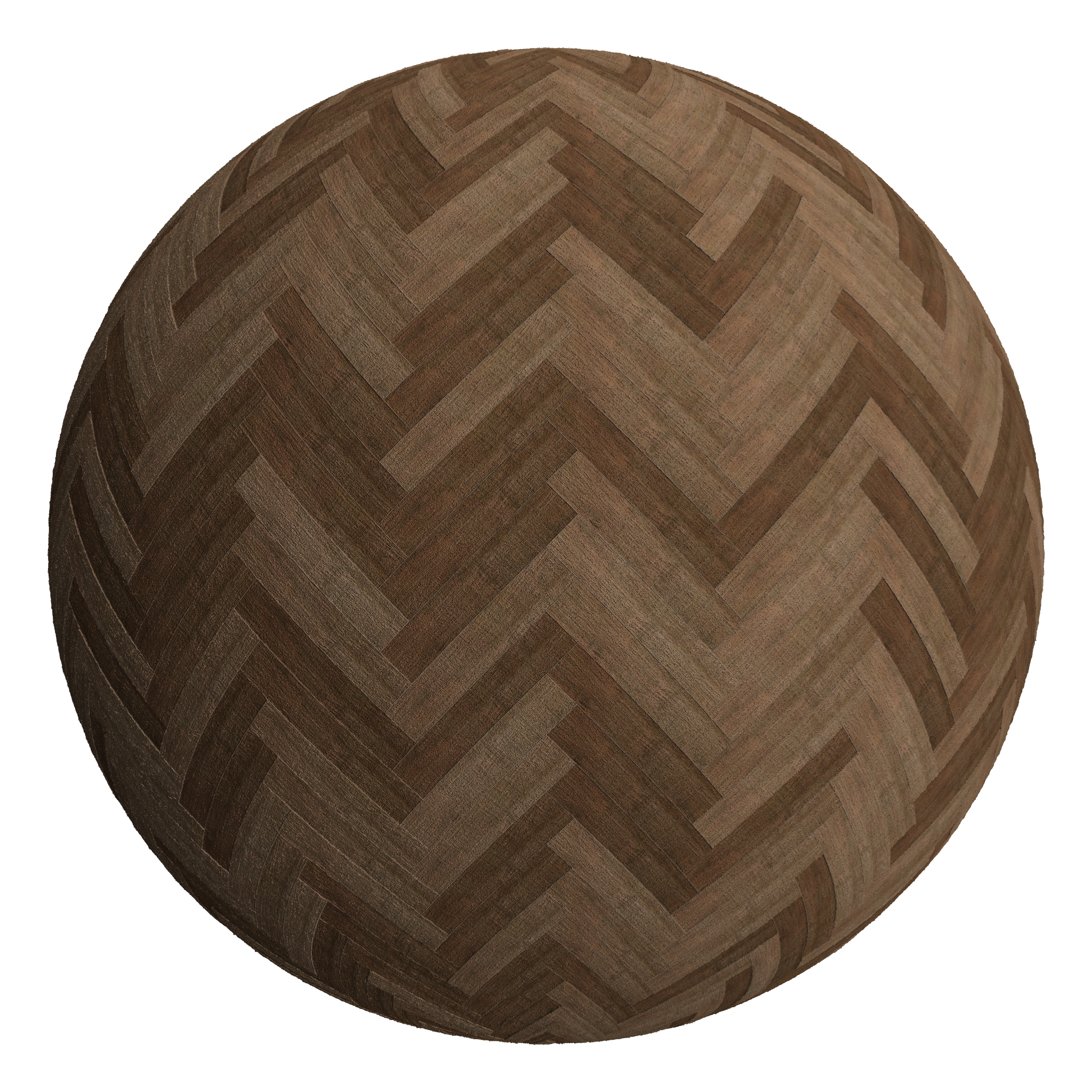 3D sphere preview of American Walnut, Herringbone seamless texture