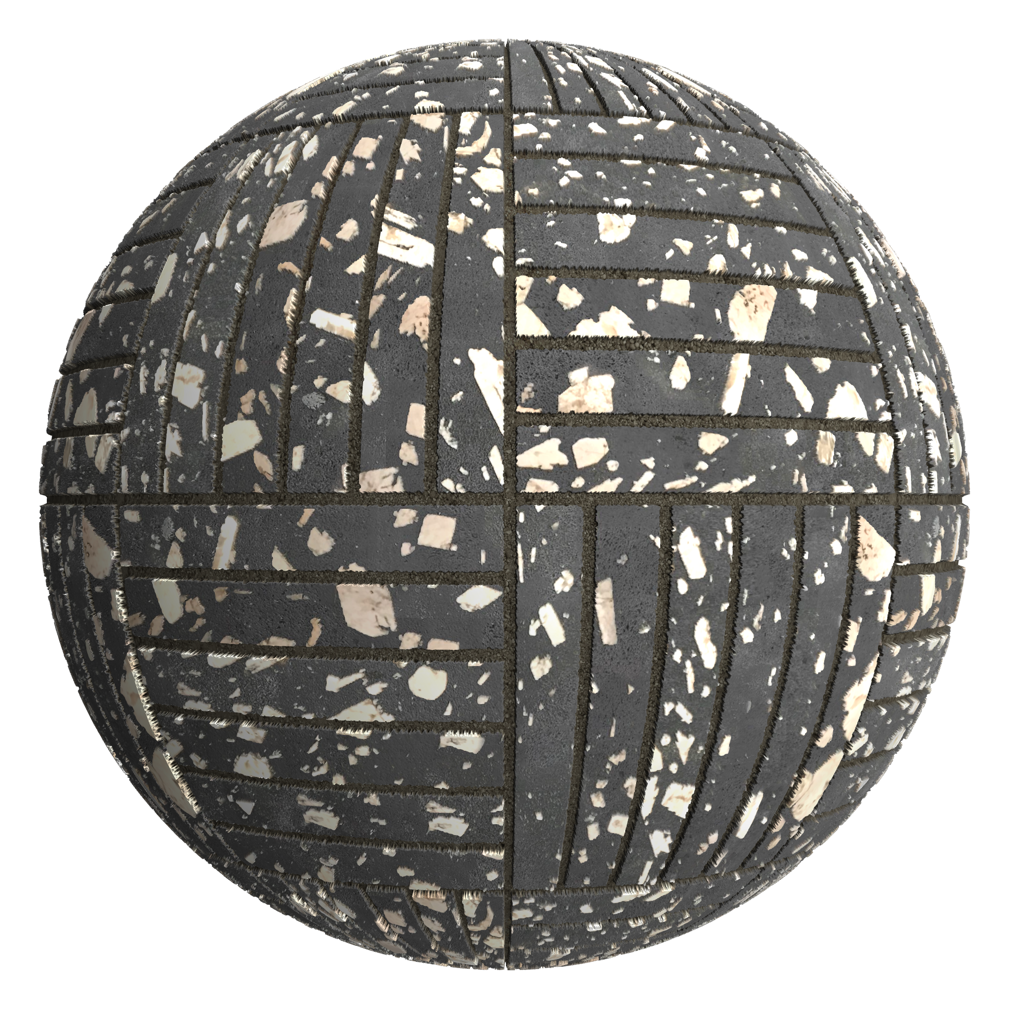 3D sphere preview of Andesite Porphyry Basketweave seamless texture