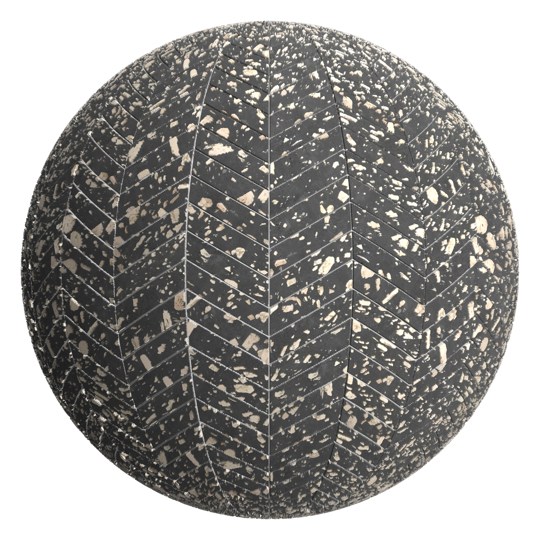 3D sphere preview of Andesite Porphyry Chevron seamless texture