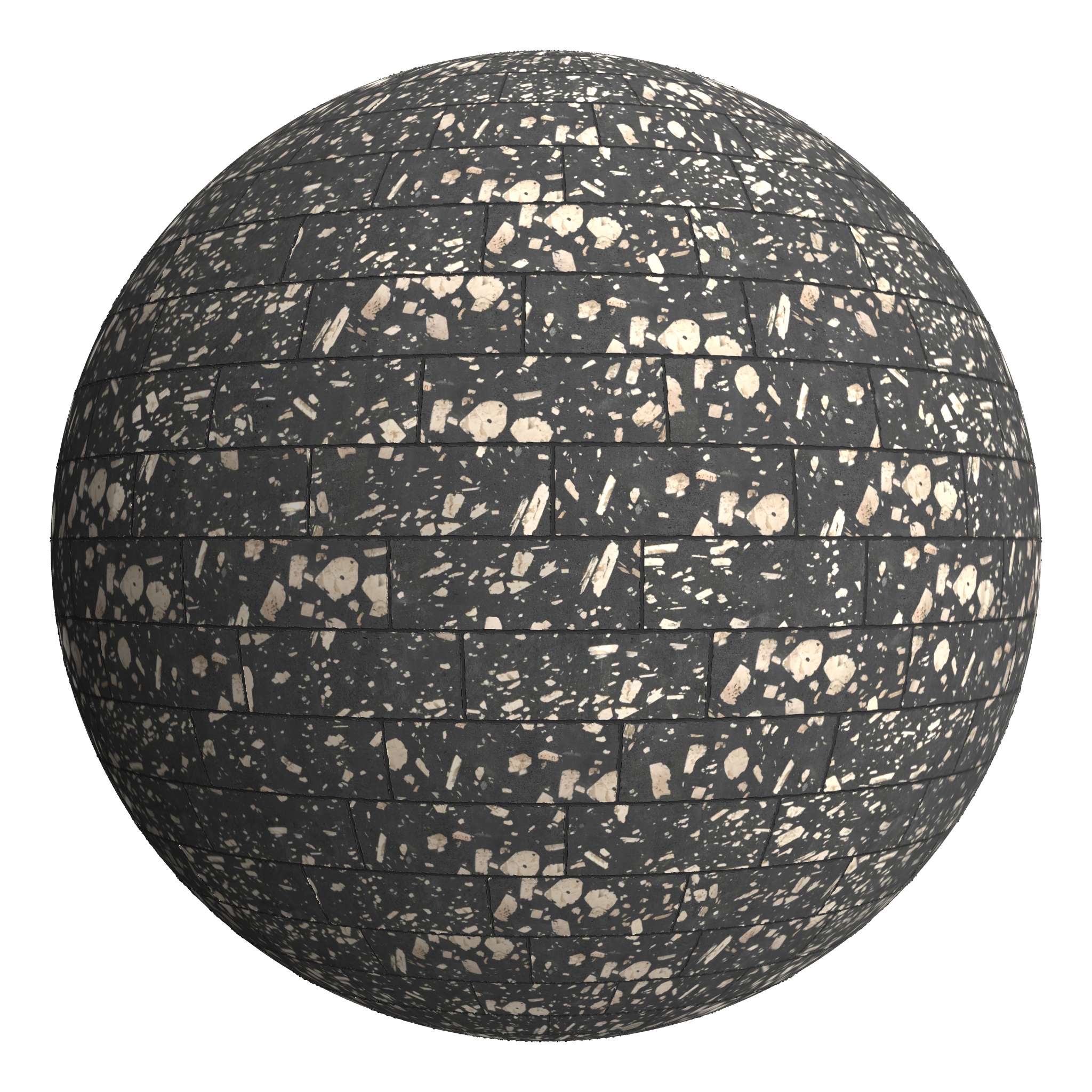 3D sphere preview of Andesite Porphyry Staggered seamless texture