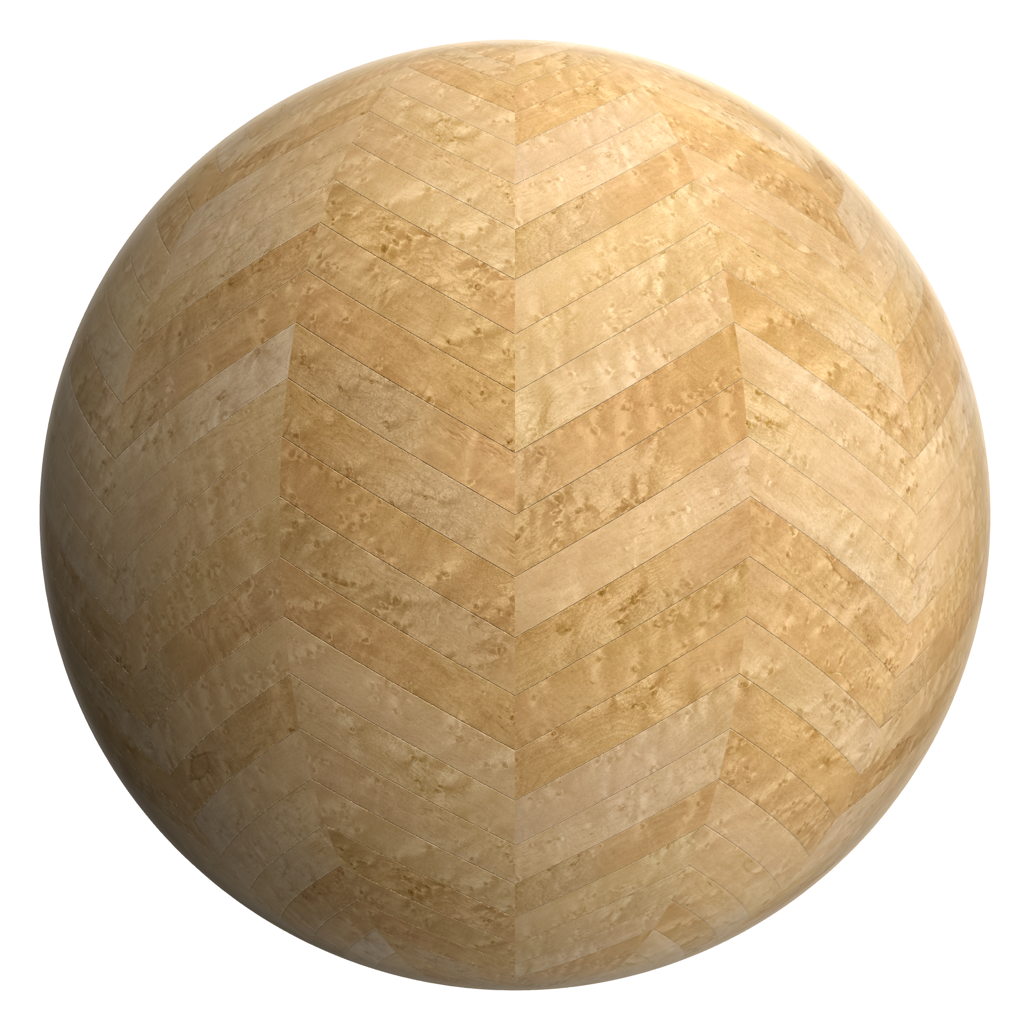 3D sphere preview of Bird's Eye Maple Chevron seamless texture