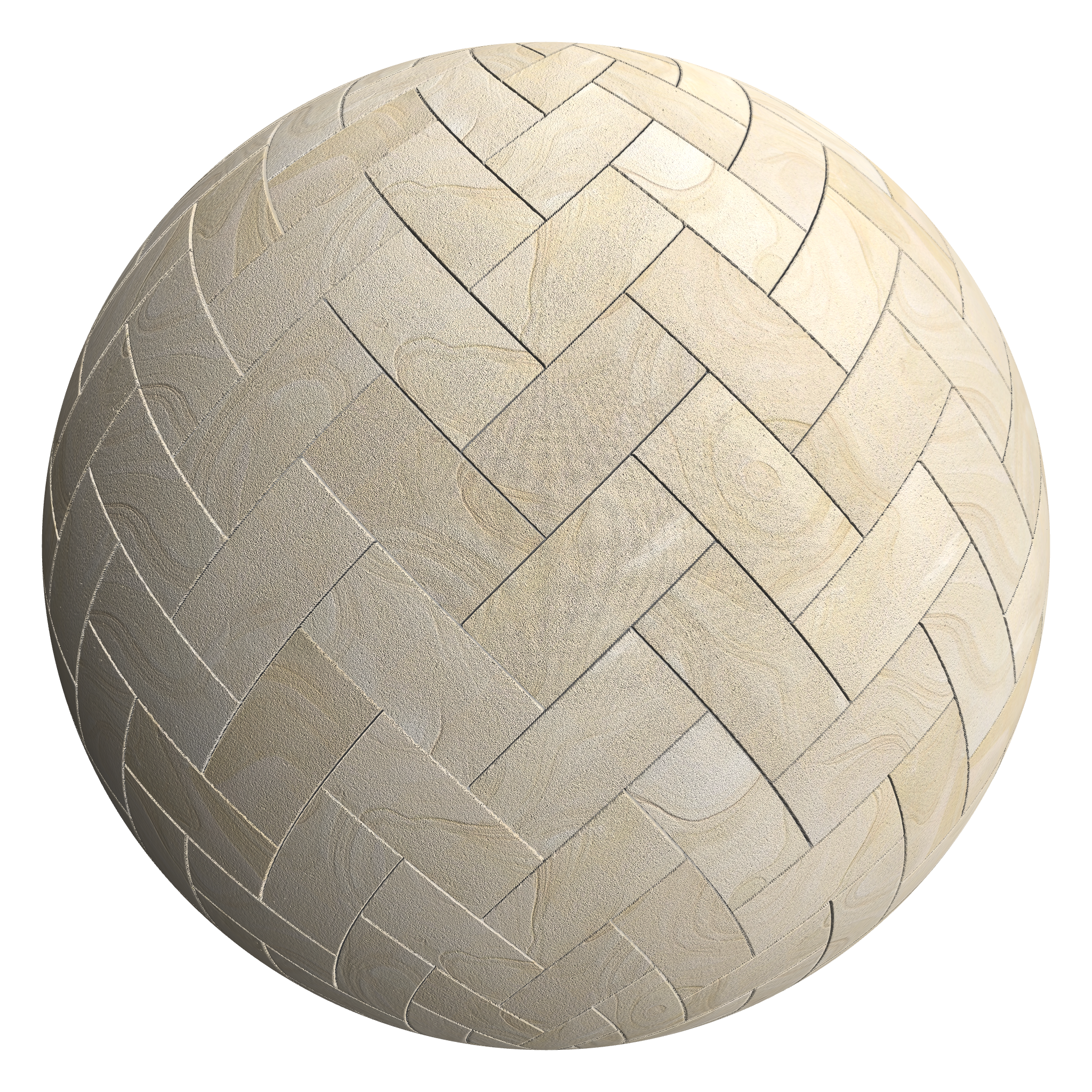 3D sphere preview of Blonde Sandstone Herringbone seamless texture