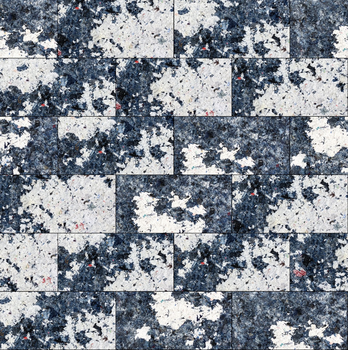 A seamless brick texture with blue jean marble brick units arranged in a Stretcher pattern