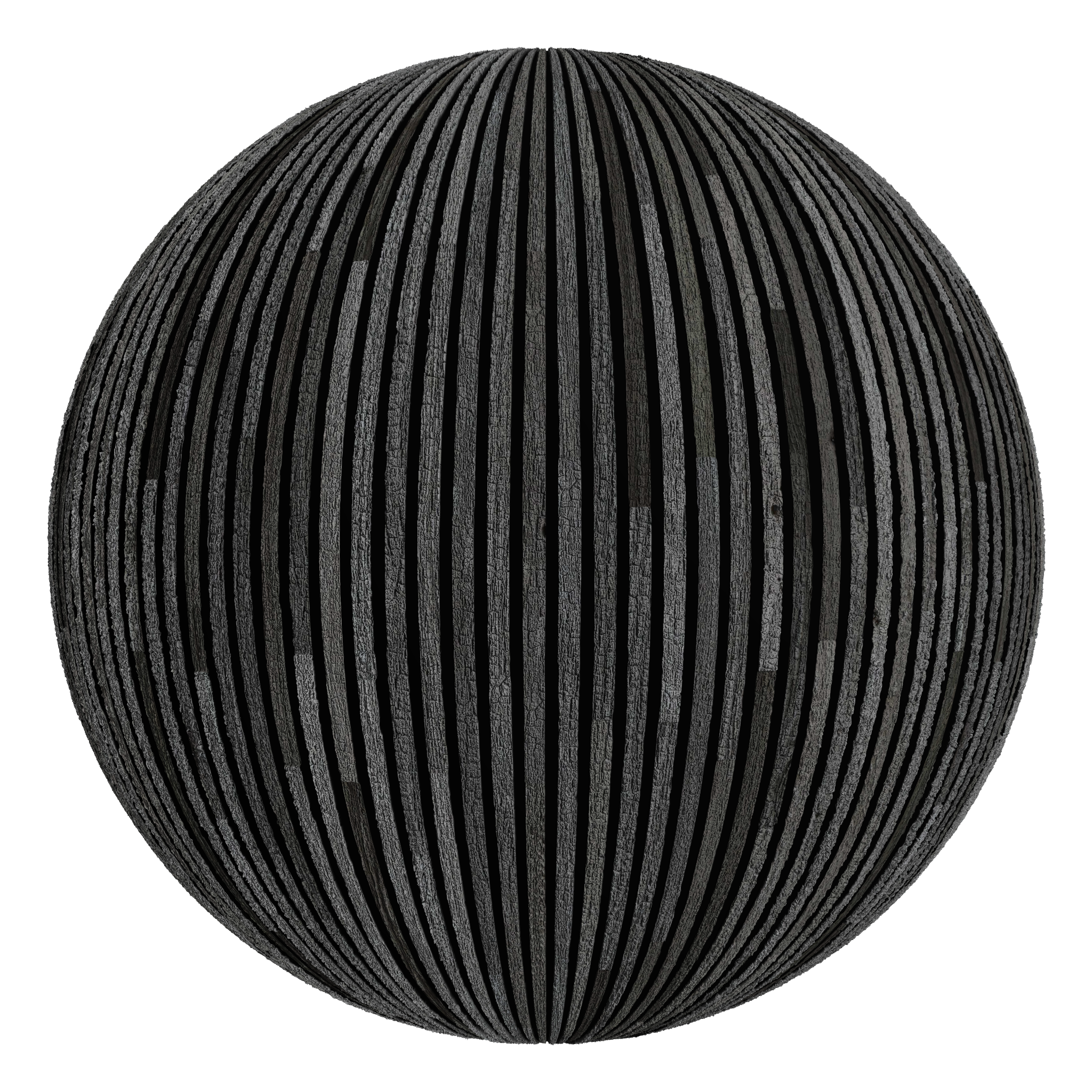 3D sphere preview of Charred Timber Staggered seamless texture