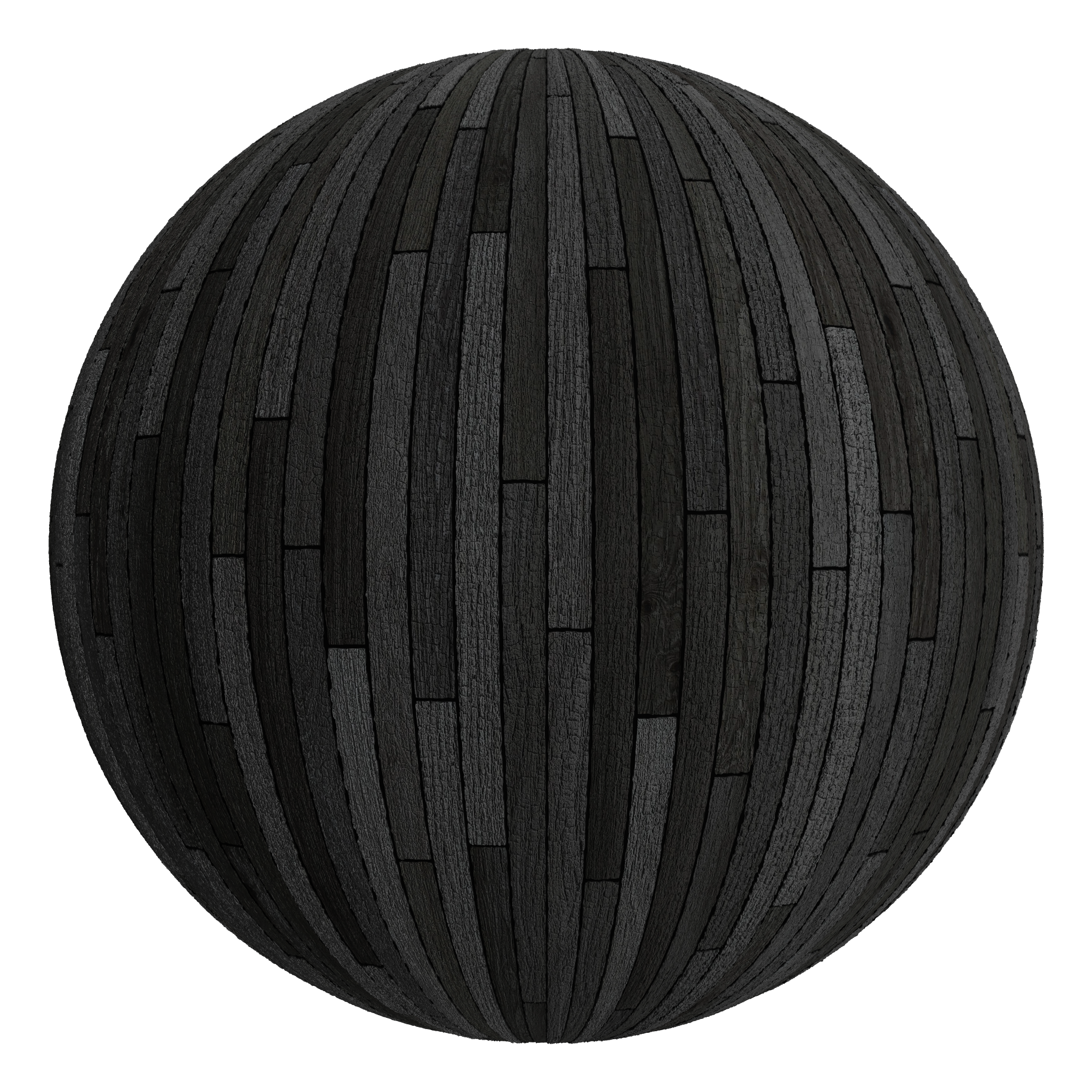 3D sphere preview of Charred Timber Staggered seamless texture