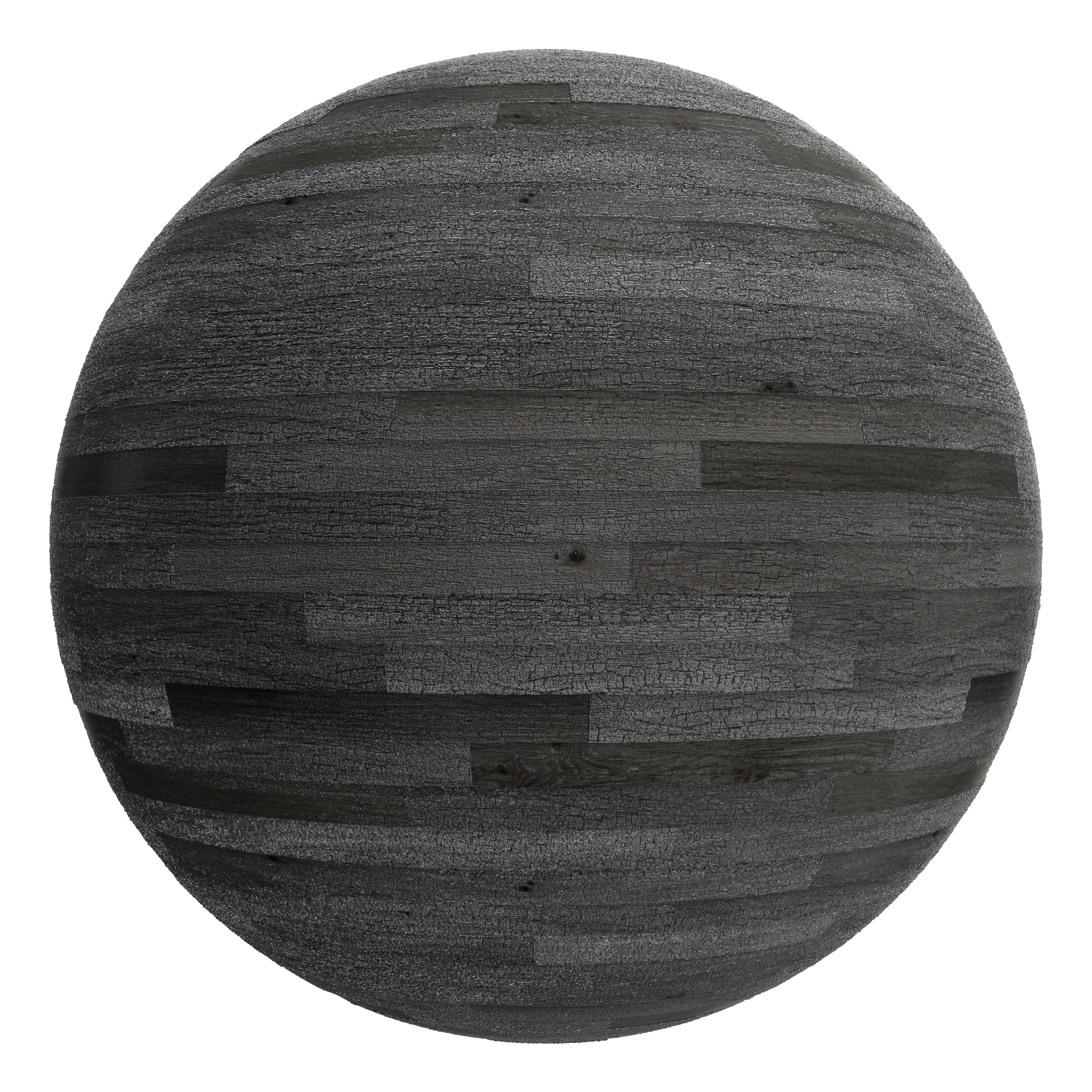 3D sphere preview of Charred Timber Lap Siding seamless texture