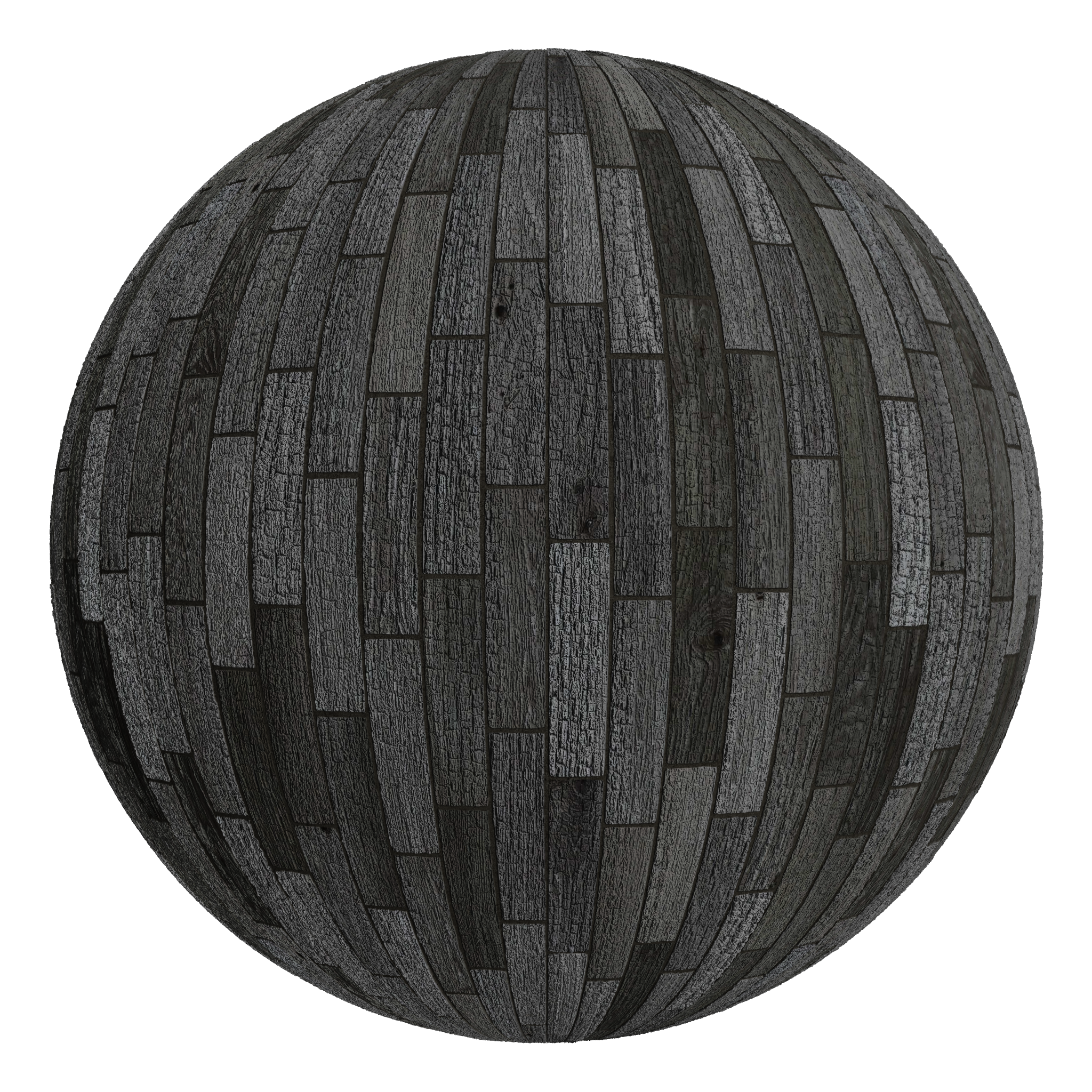 3D sphere preview of Charred Timber Staggered seamless texture
