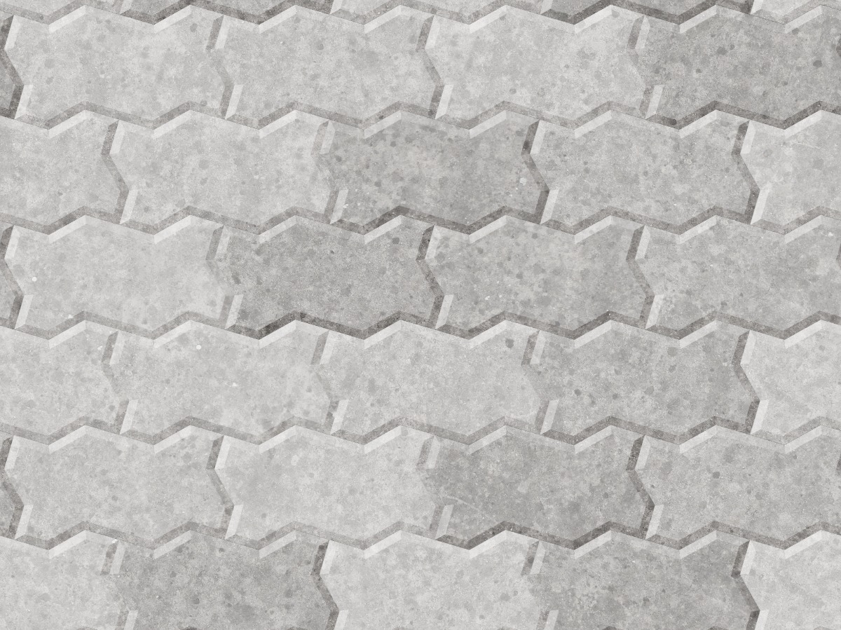 A seamless concrete texture with concrete blocks arranged in a Zig Zag Pavers pattern