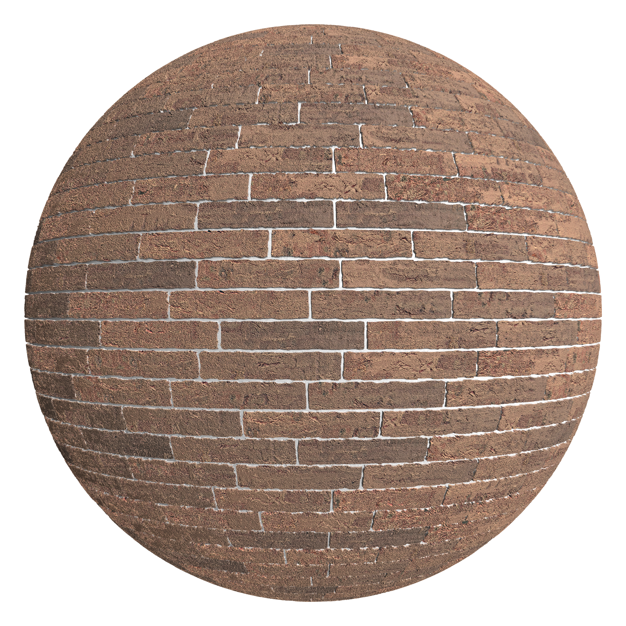 3D sphere preview of Creased Brick Staggered seamless texture