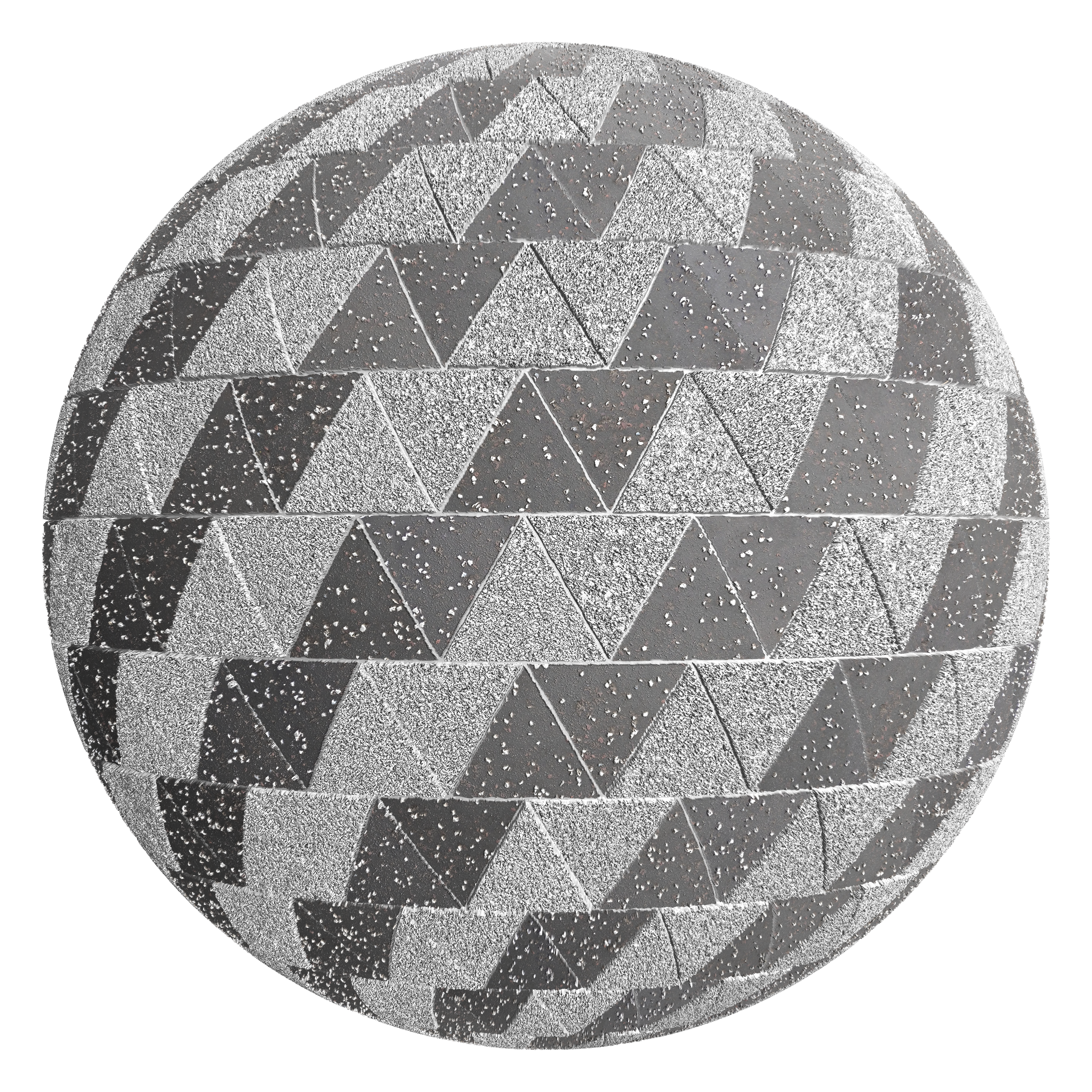 3D sphere preview of Crushed Stone Asphalt Staggered Isosceles seamless texture