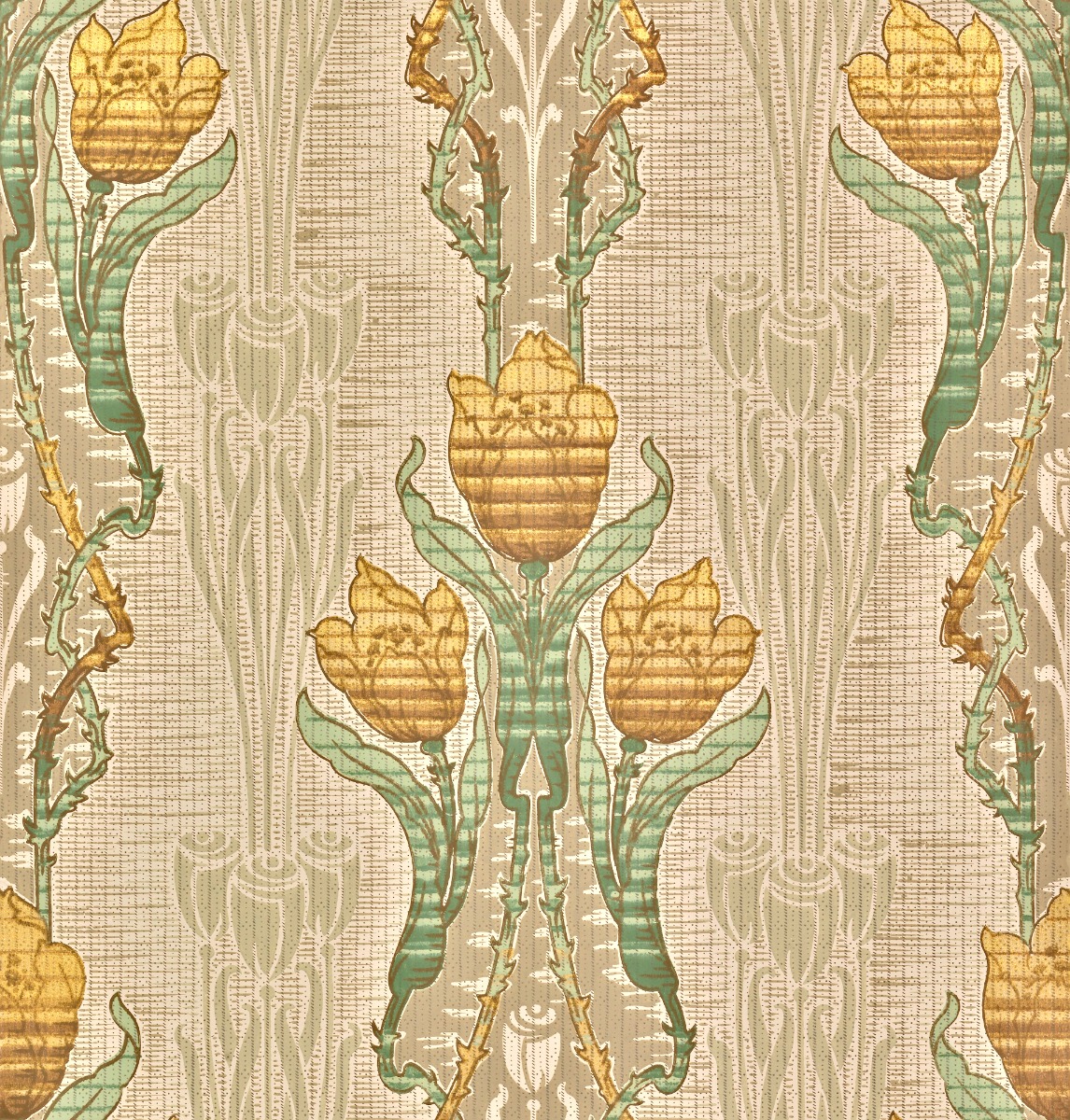 A seamless wallpaper texture with daffodil wallpaper units arranged in a None pattern