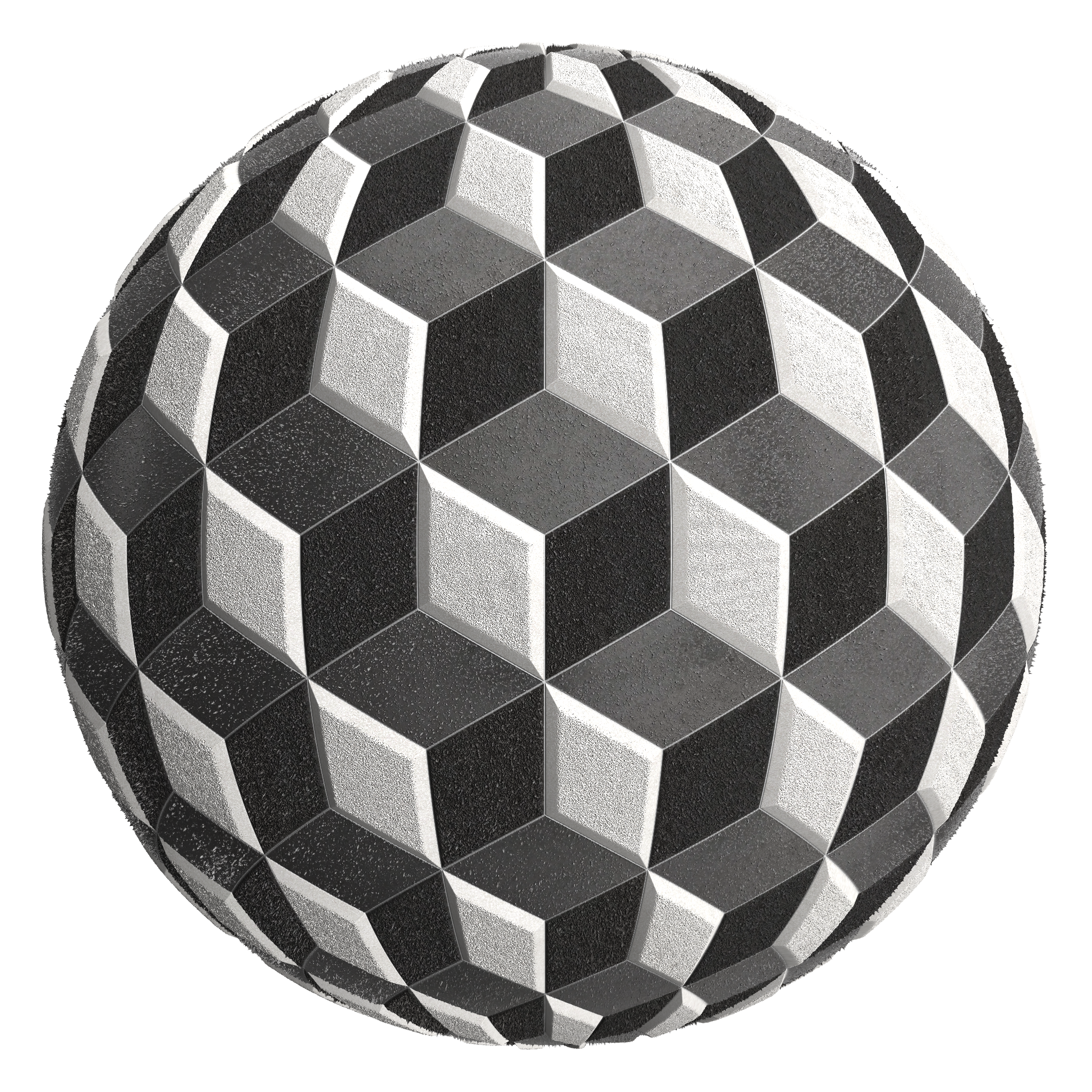 3D sphere preview of Dark Matte Powder Coated Metal Cubic seamless texture