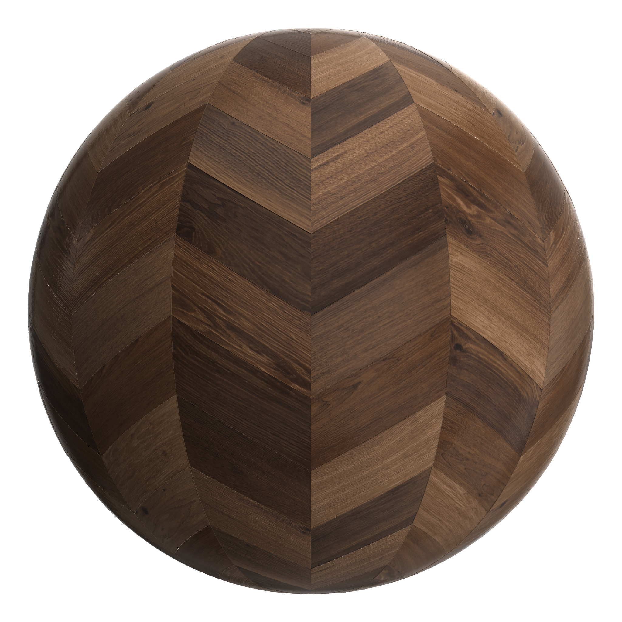 3D sphere preview of Dark Stained Timber Chevron seamless texture