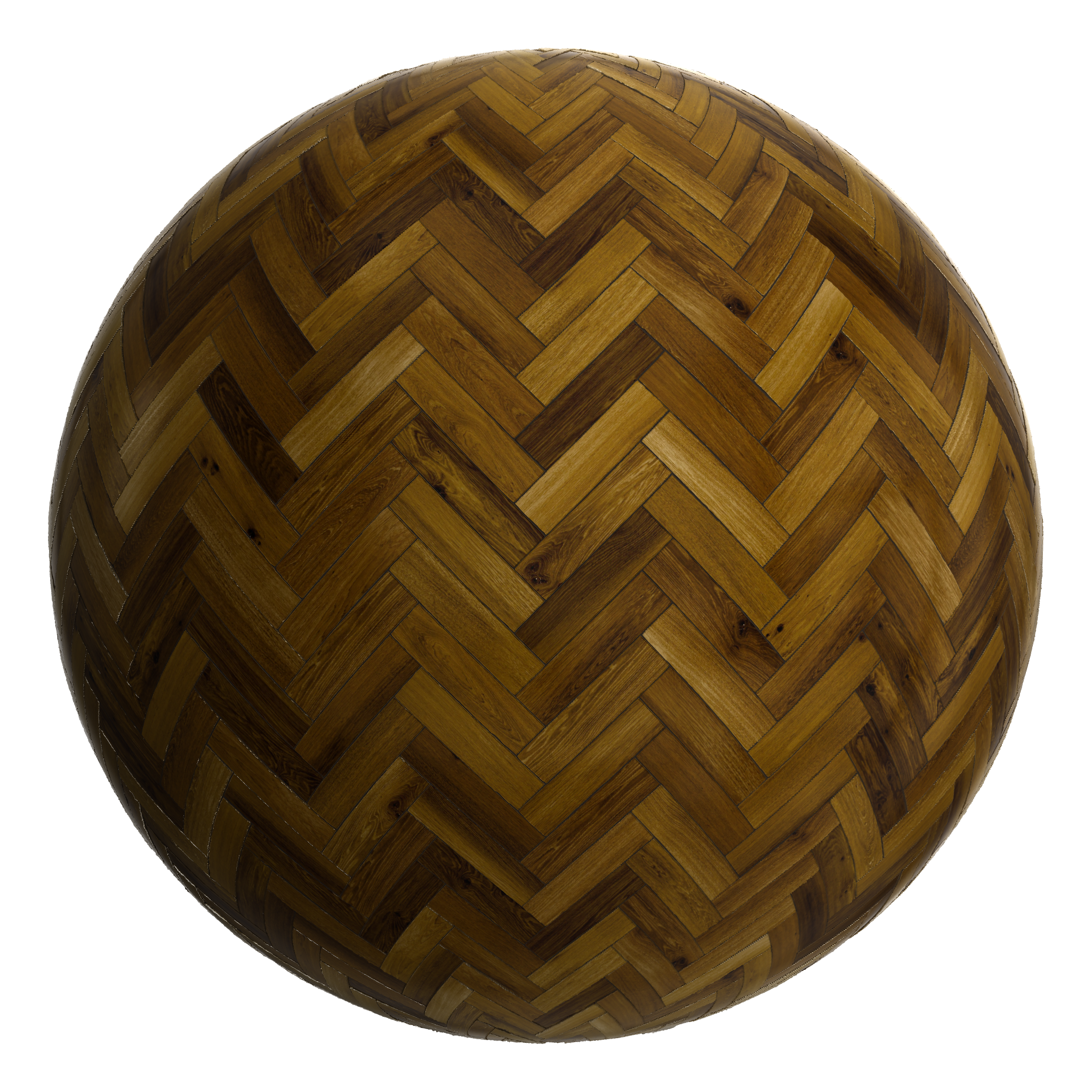 3D sphere preview of Dark Stained Timber Herringbone seamless texture