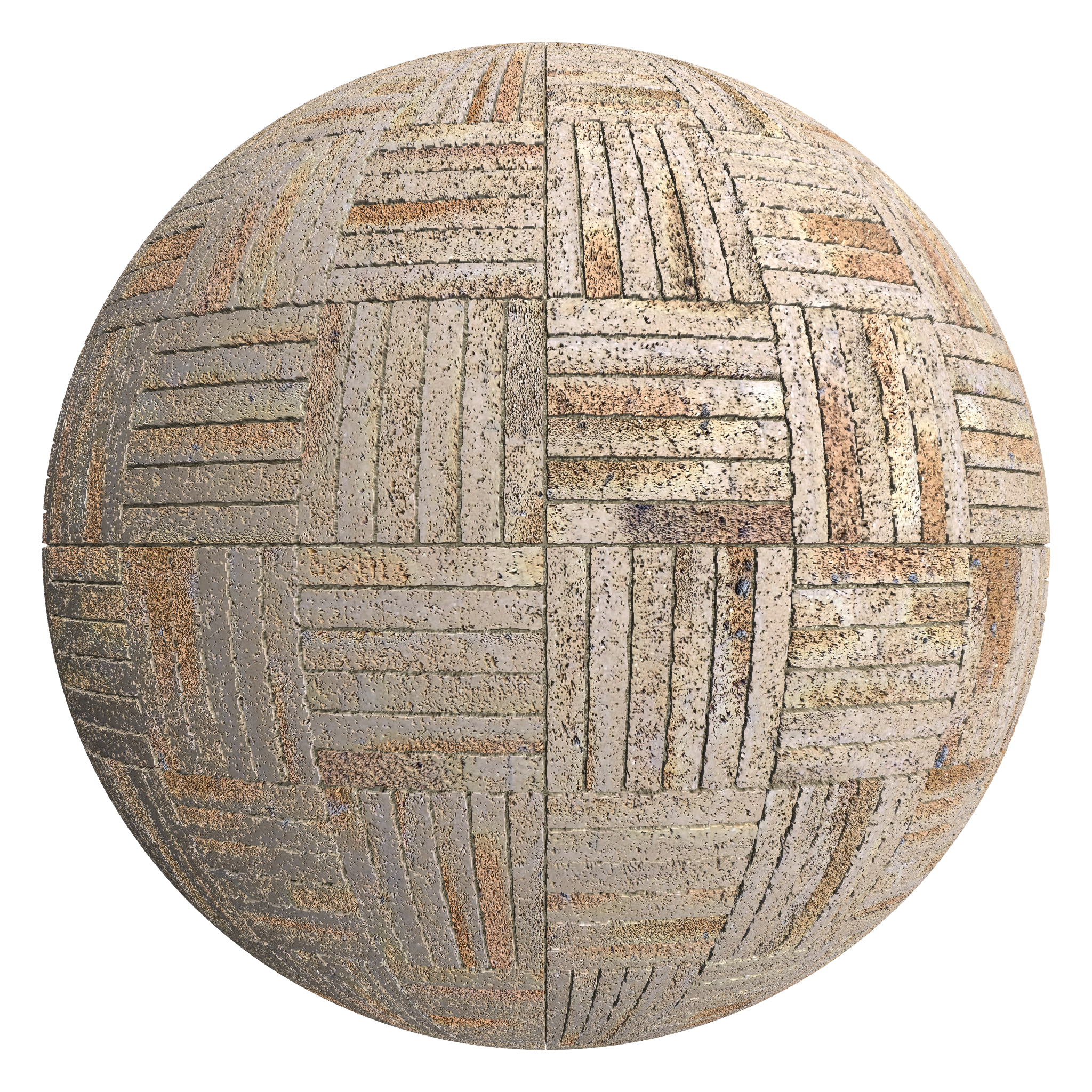 3D sphere preview of Dragfaced Brick Basketweave seamless texture