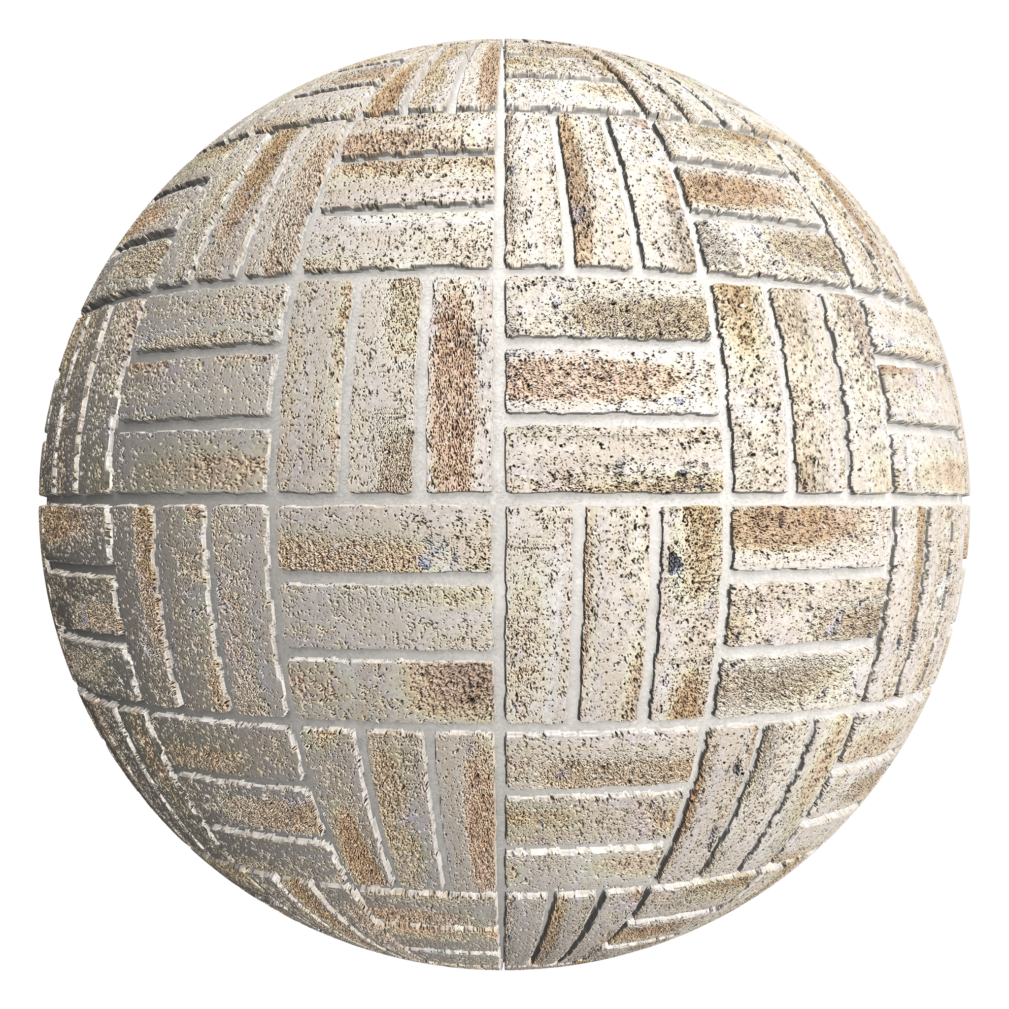 3D sphere preview of Dragfaced Brick Basketweave seamless texture