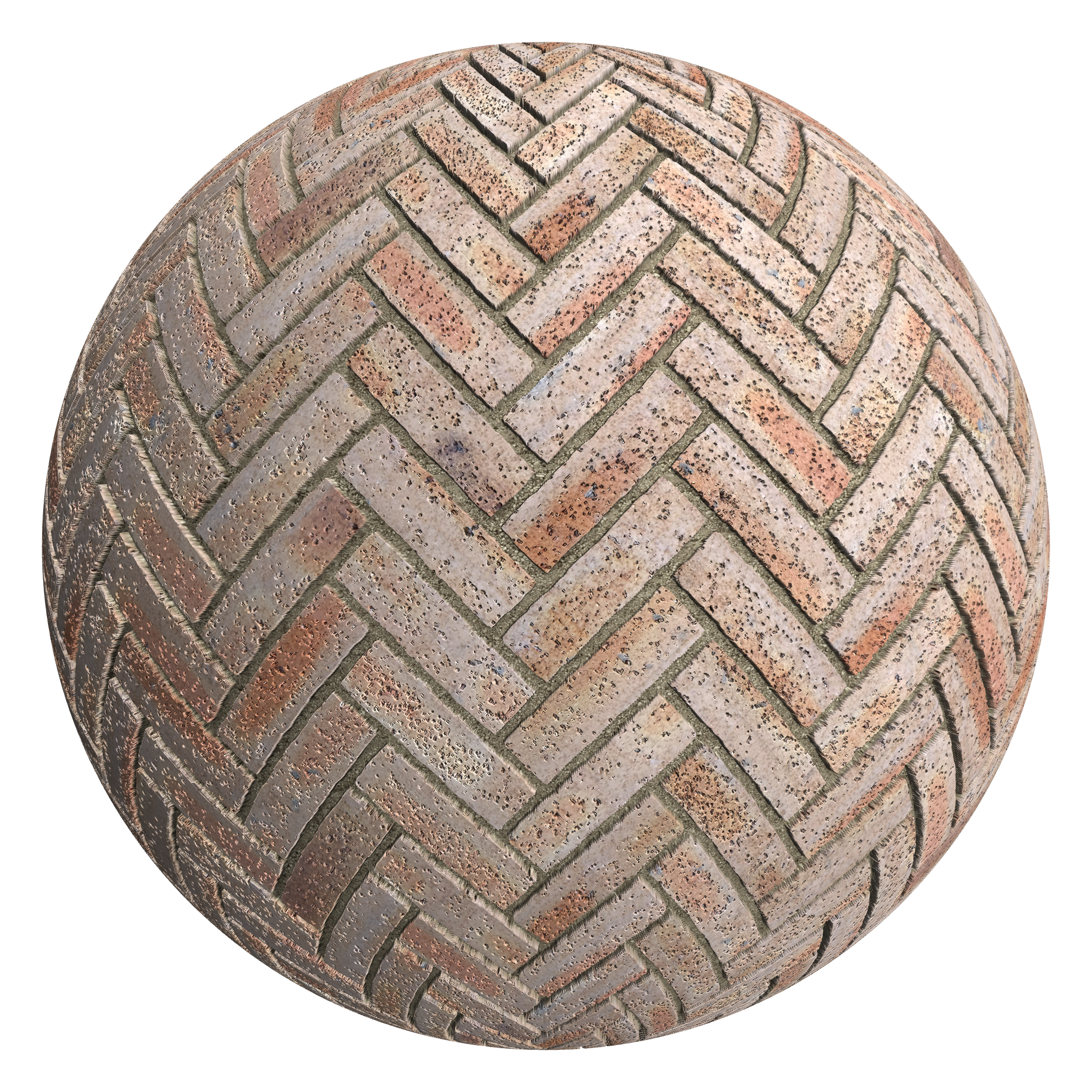 3D sphere preview of Dragfaced Brick Herringbone seamless texture