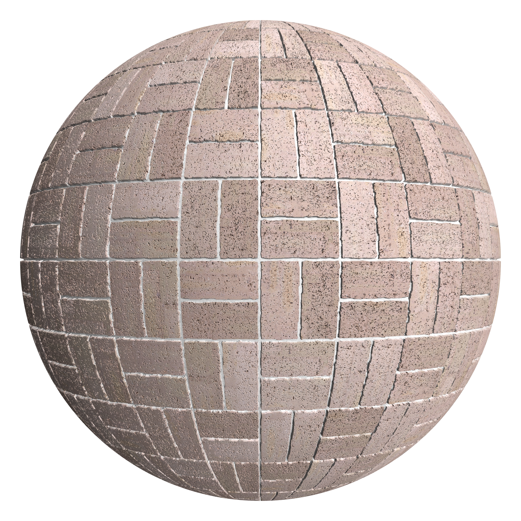 3D sphere preview of Even Drag Brick Basketweave seamless texture