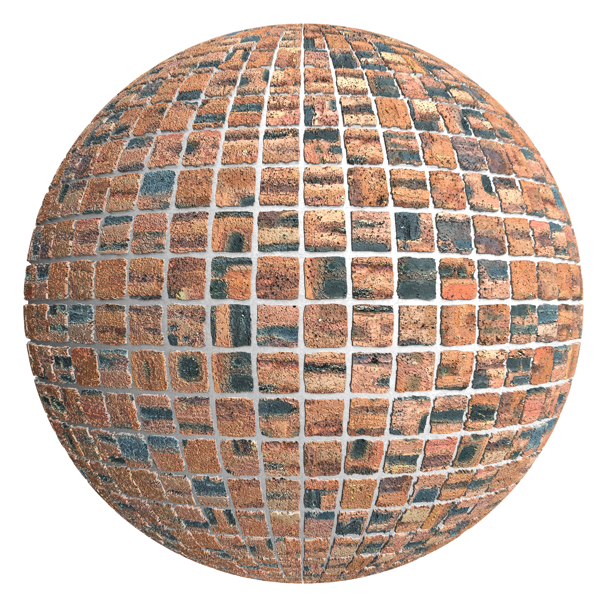 3D sphere preview of Factory Brick Stack seamless texture