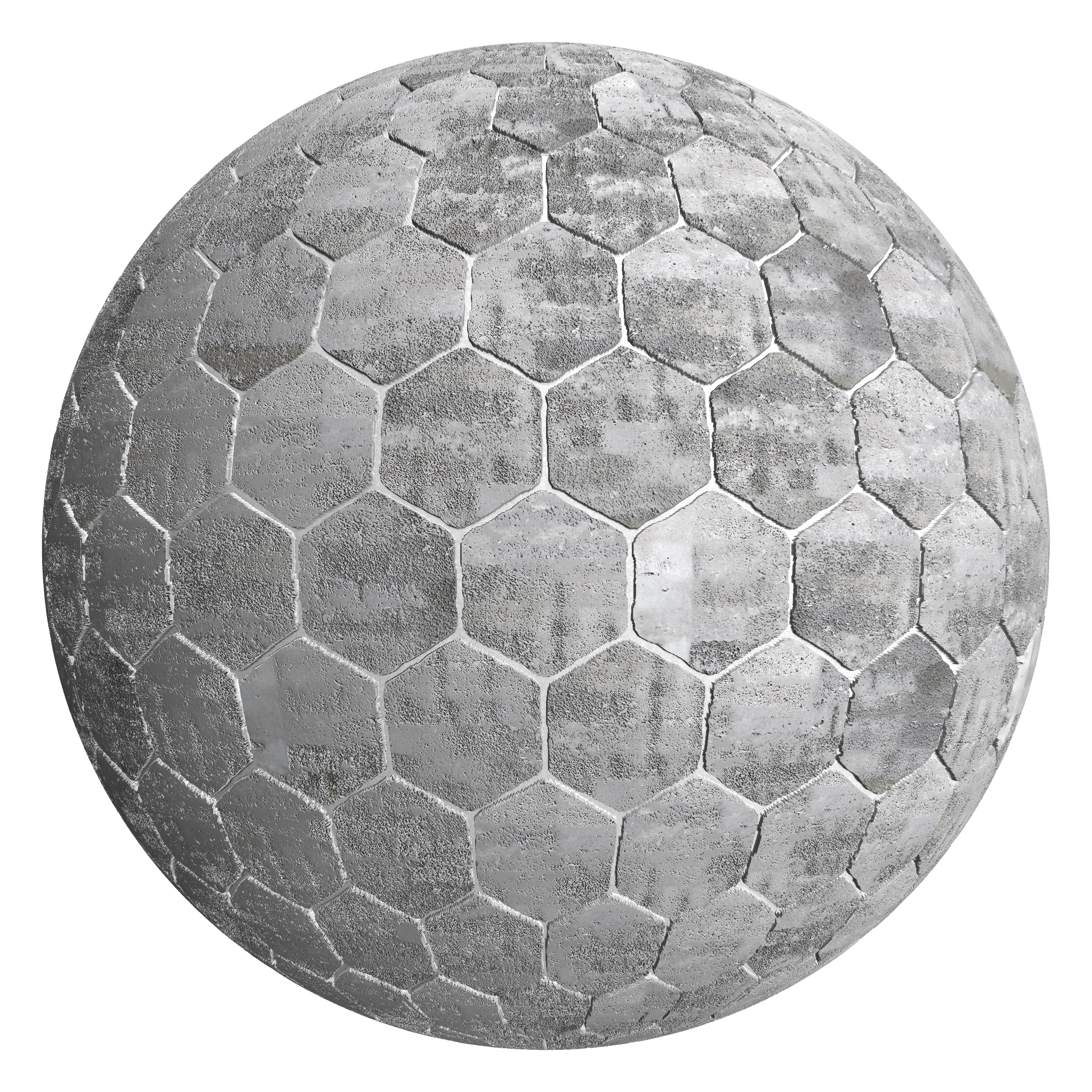 3D sphere preview of Finnish Grey Brick Hexagonal seamless texture