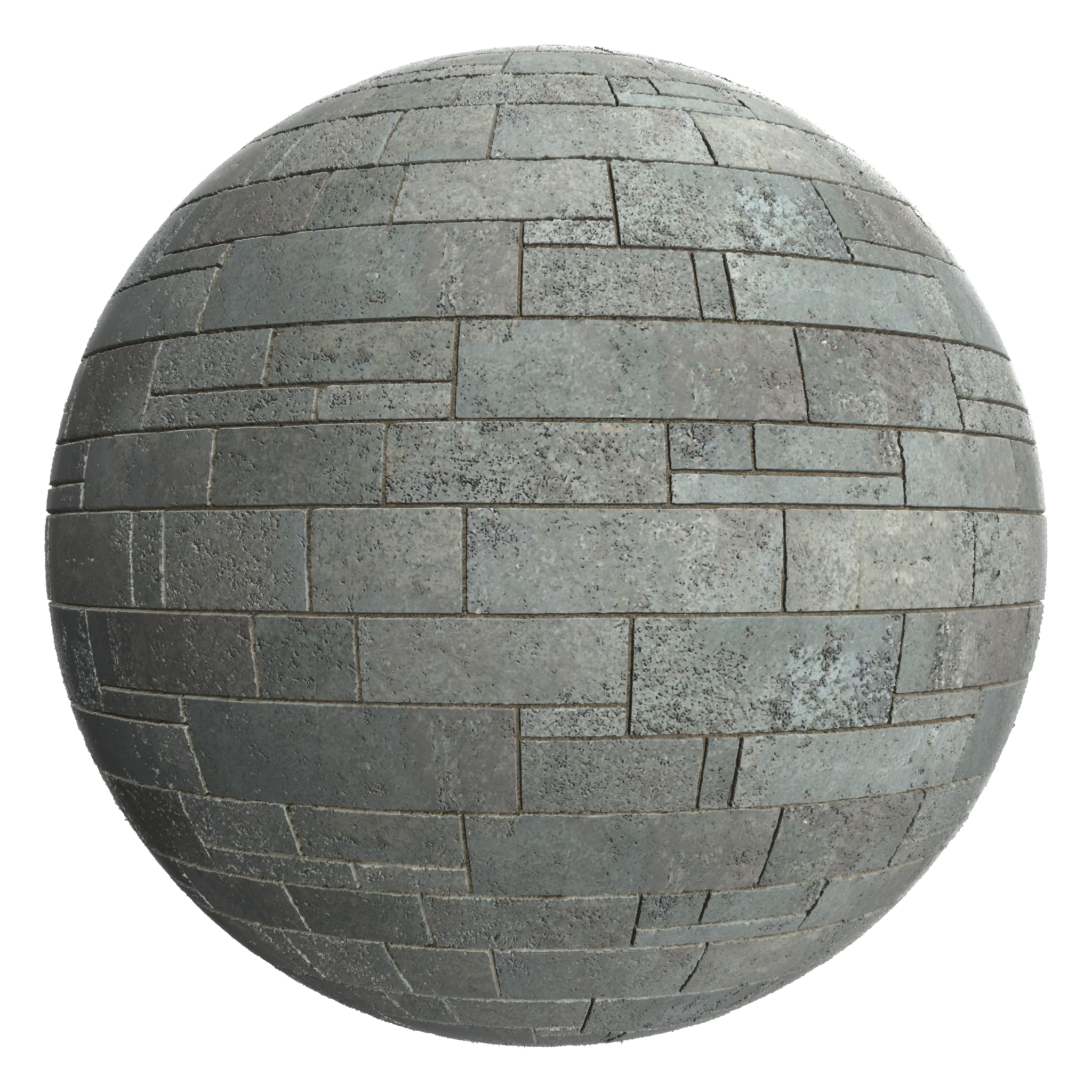 3D sphere preview of Flagstone Coursed Ashlar seamless texture