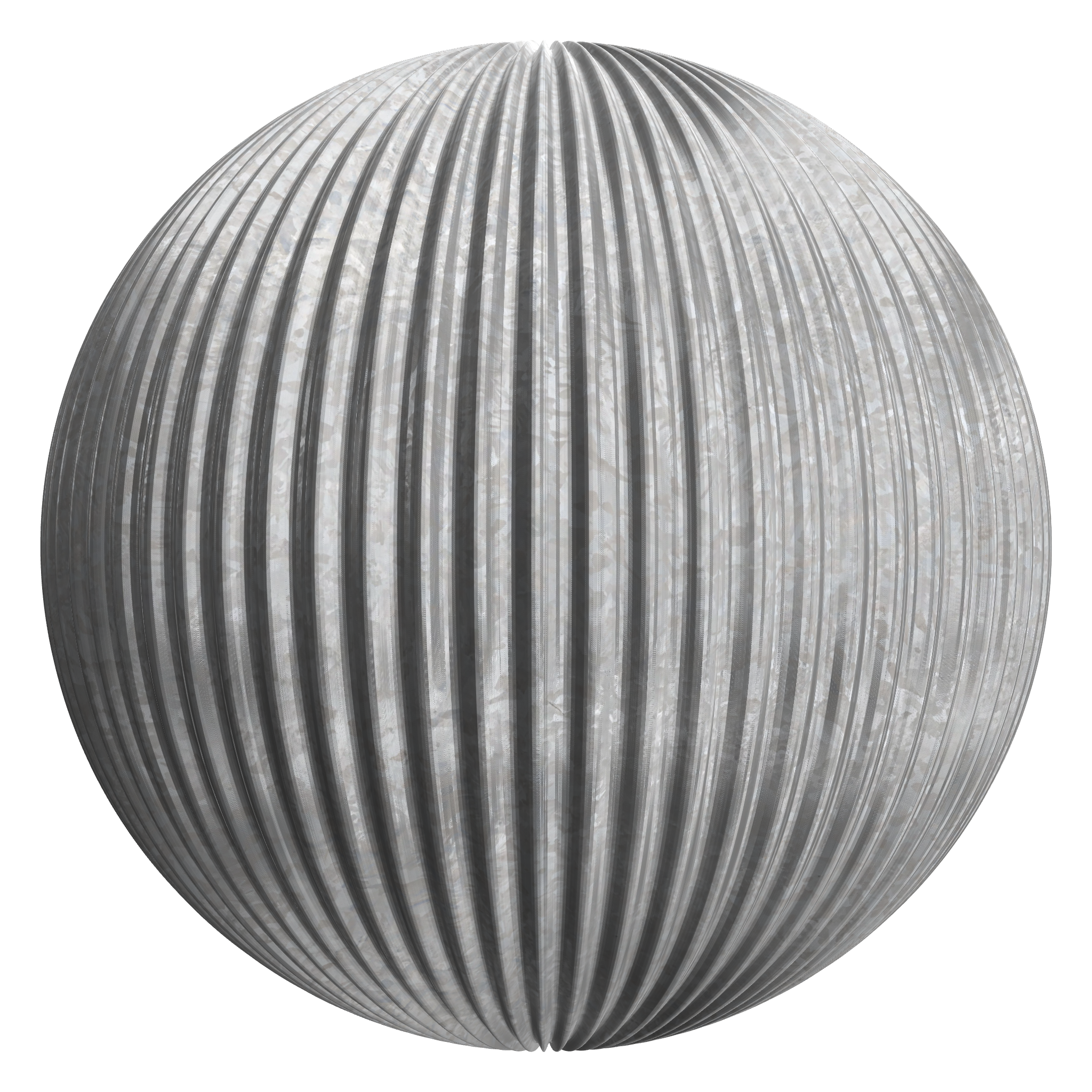 3D sphere preview of Corrugated Galvanised Steel seamless texture
