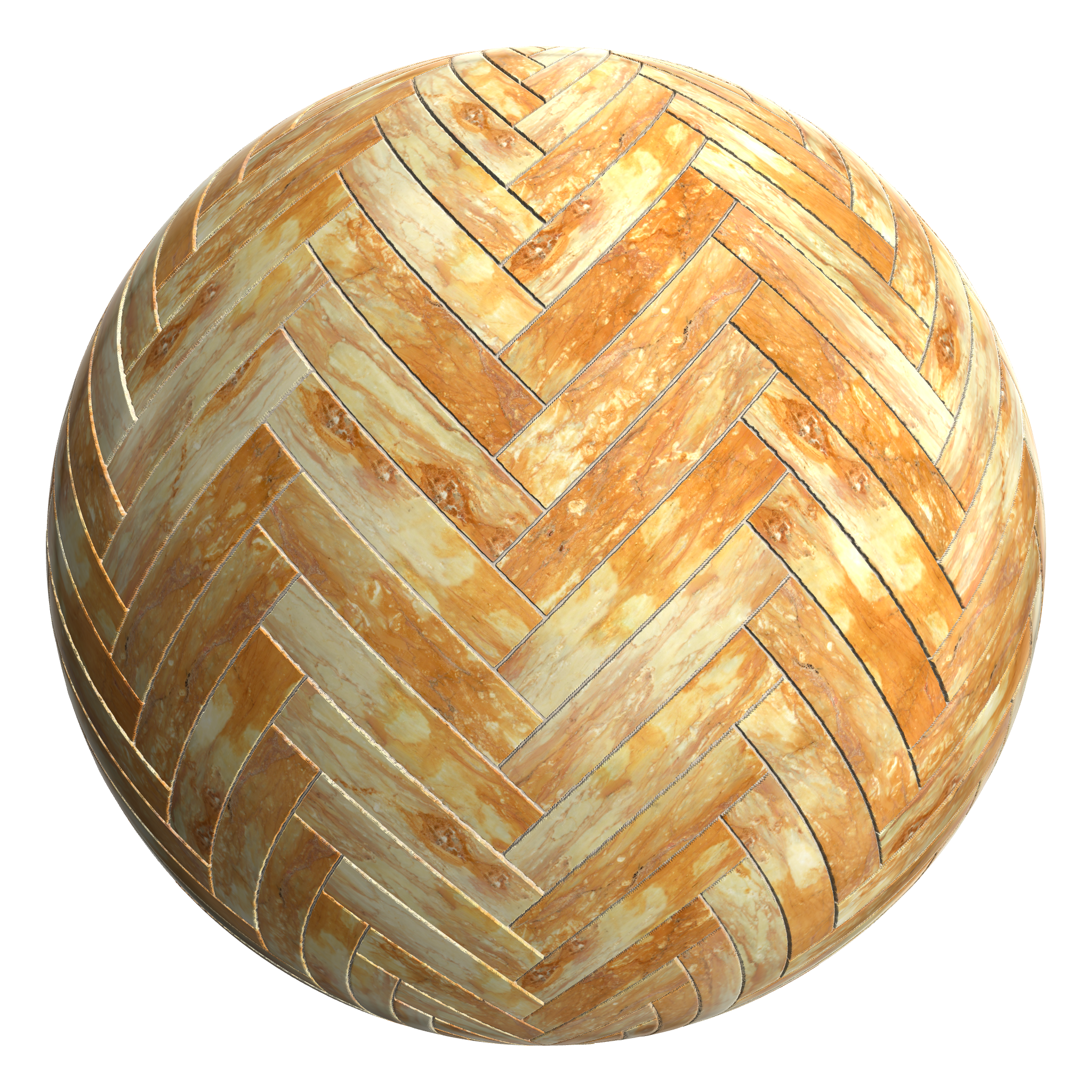 3D sphere preview of Giallo Siena, Herringbone seamless texture