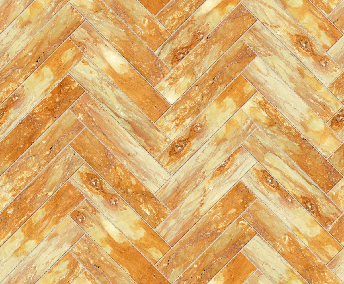 A seamless stone texture with giallo siena blocks arranged in a Herringbone pattern
