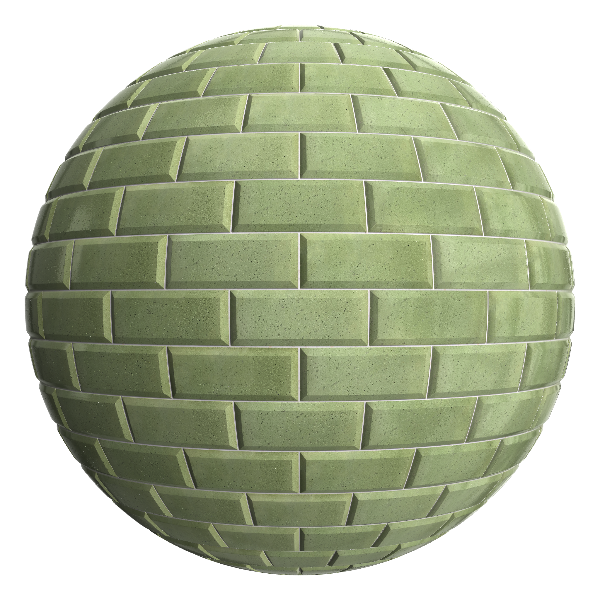 3D sphere preview of Green Crazed Tile, Stretcher seamless texture