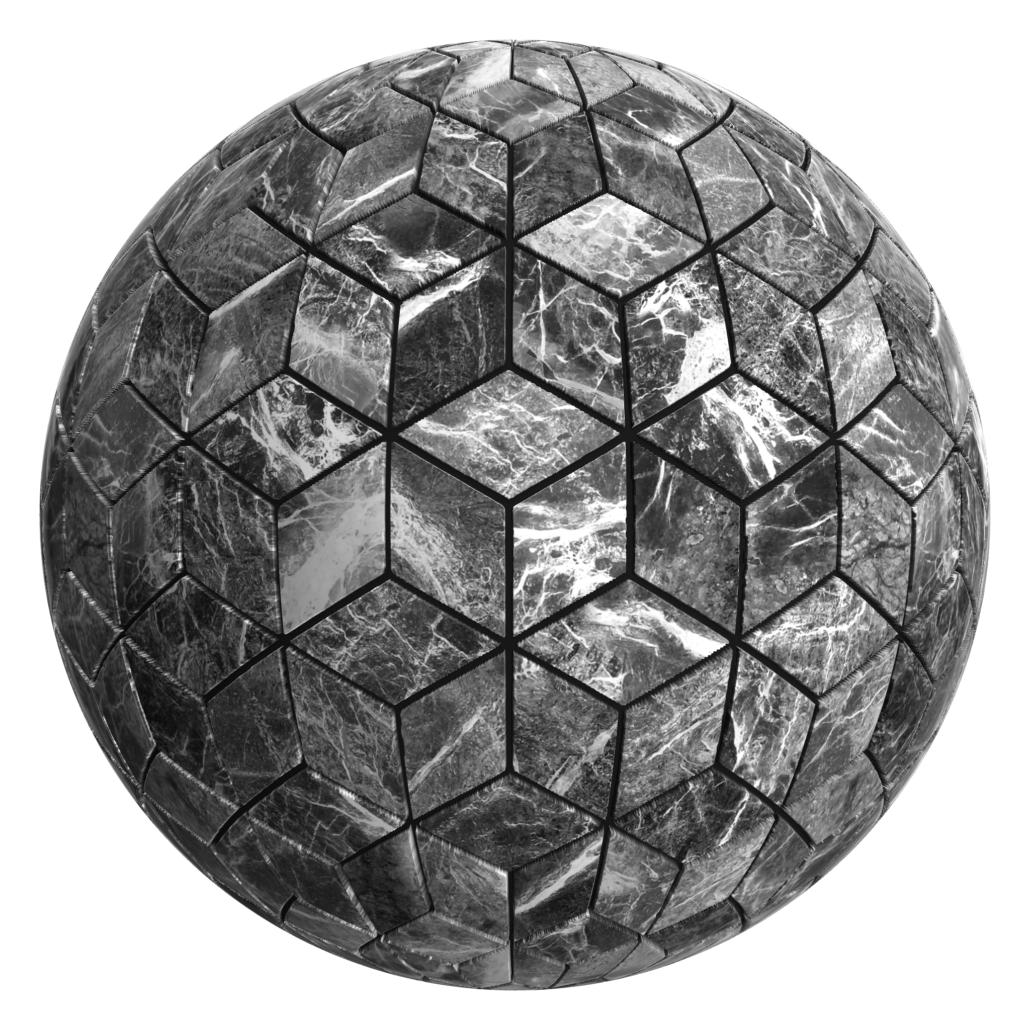 3D sphere preview of Green Marble Cubic seamless texture