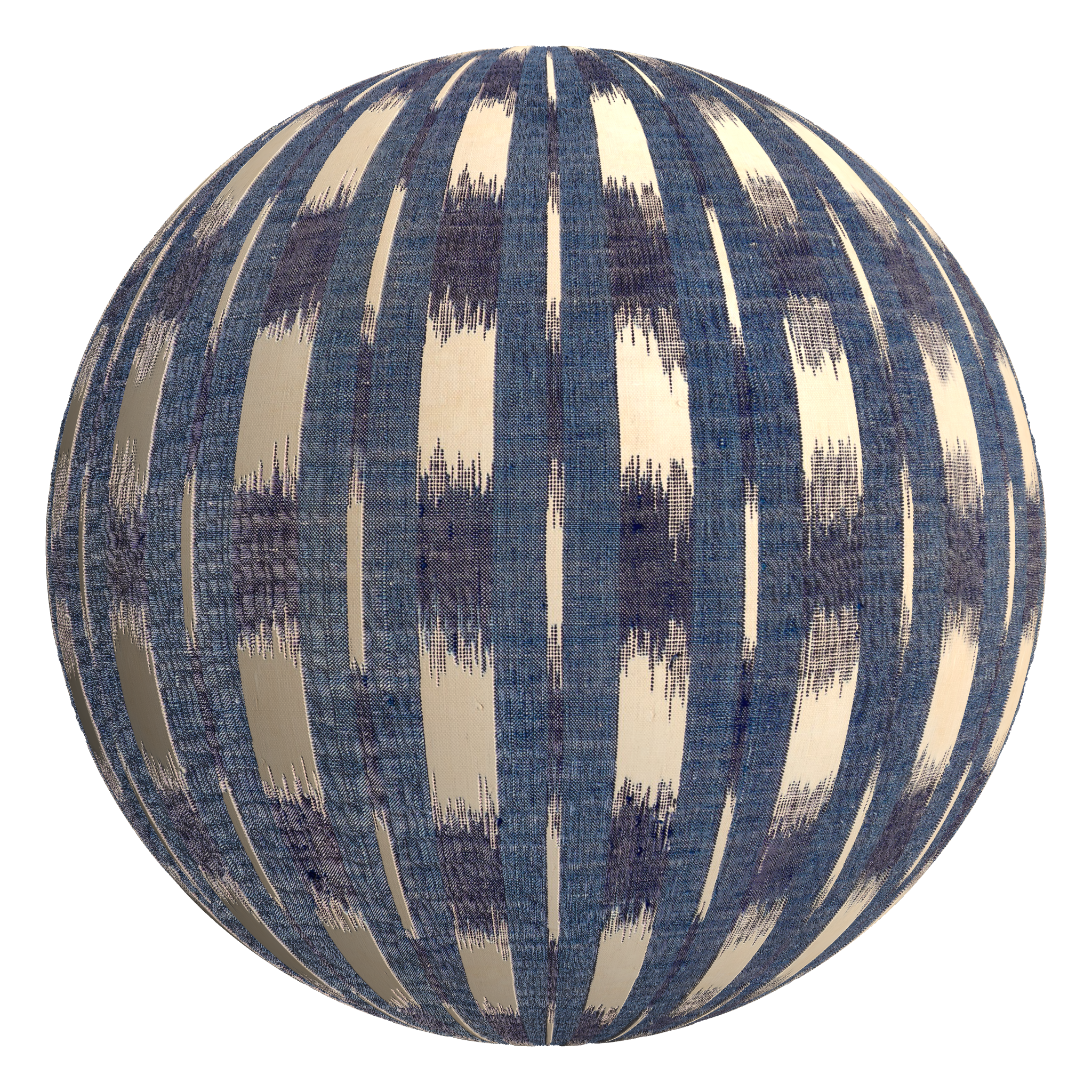 3D sphere preview of Indigo Ikat Fabric seamless texture