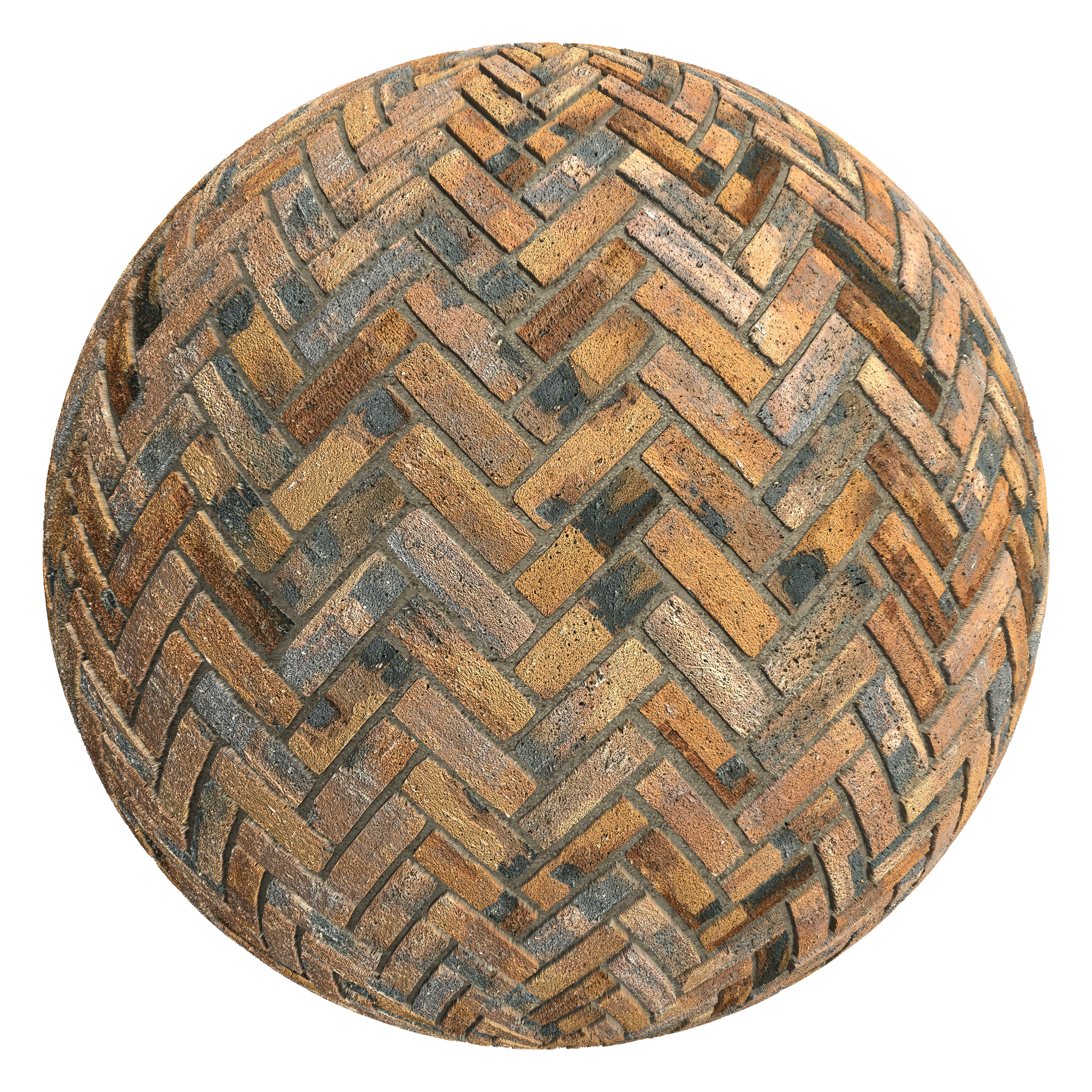 3D sphere preview of Industrial Brick Herringbone seamless texture