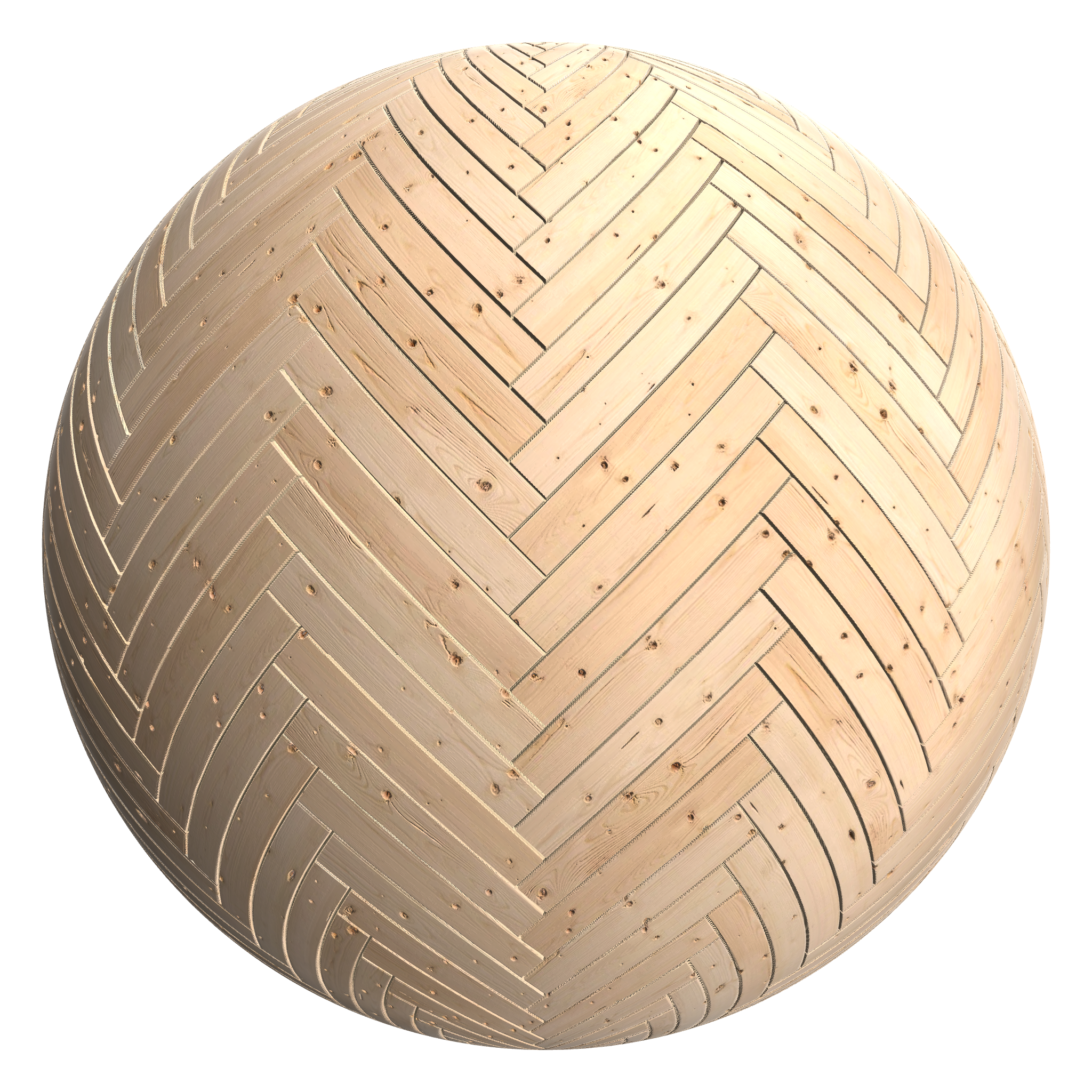 3D sphere preview of Knotted Timber Herringbone seamless texture