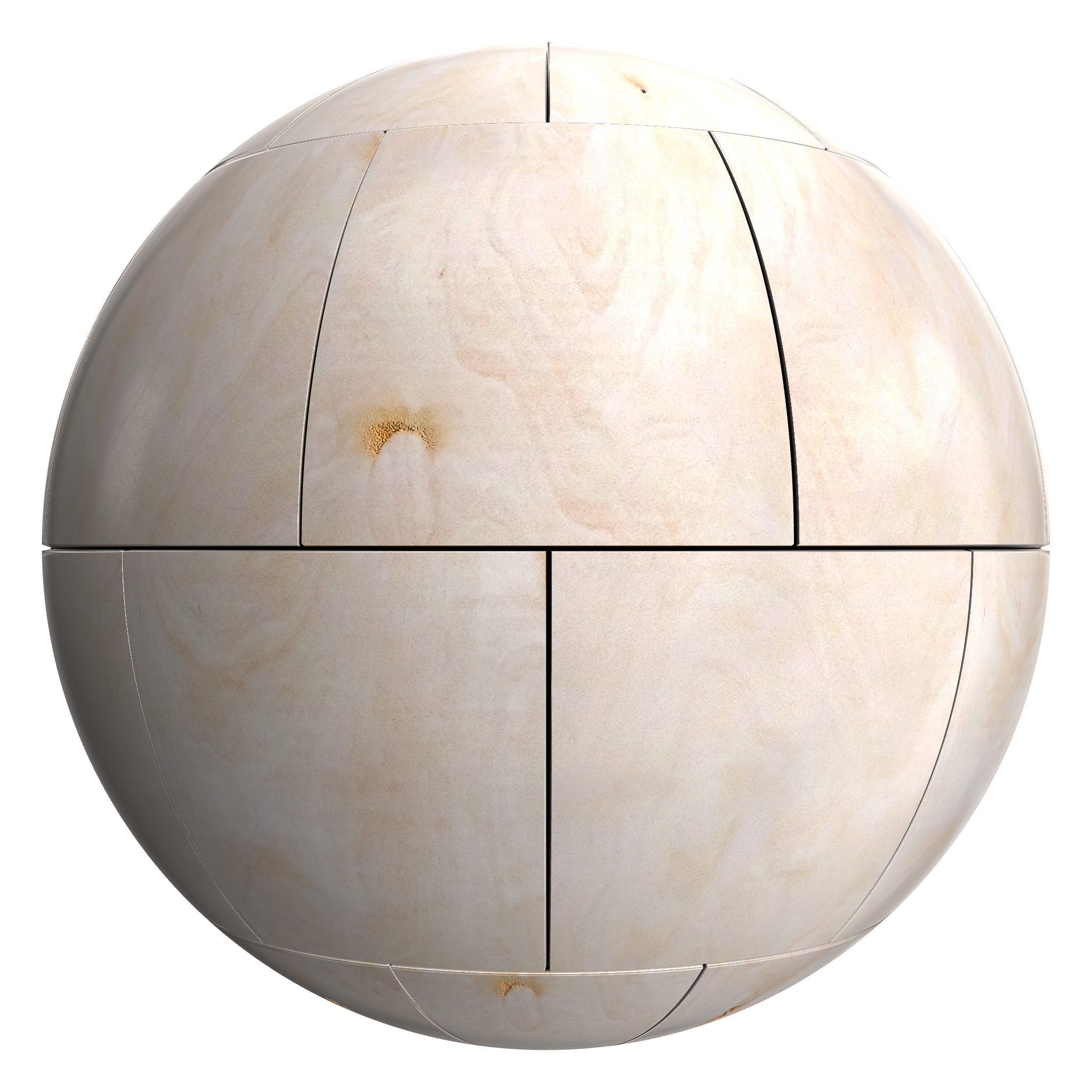 3D sphere preview of Knotted Timber Veneer Stretcher seamless texture