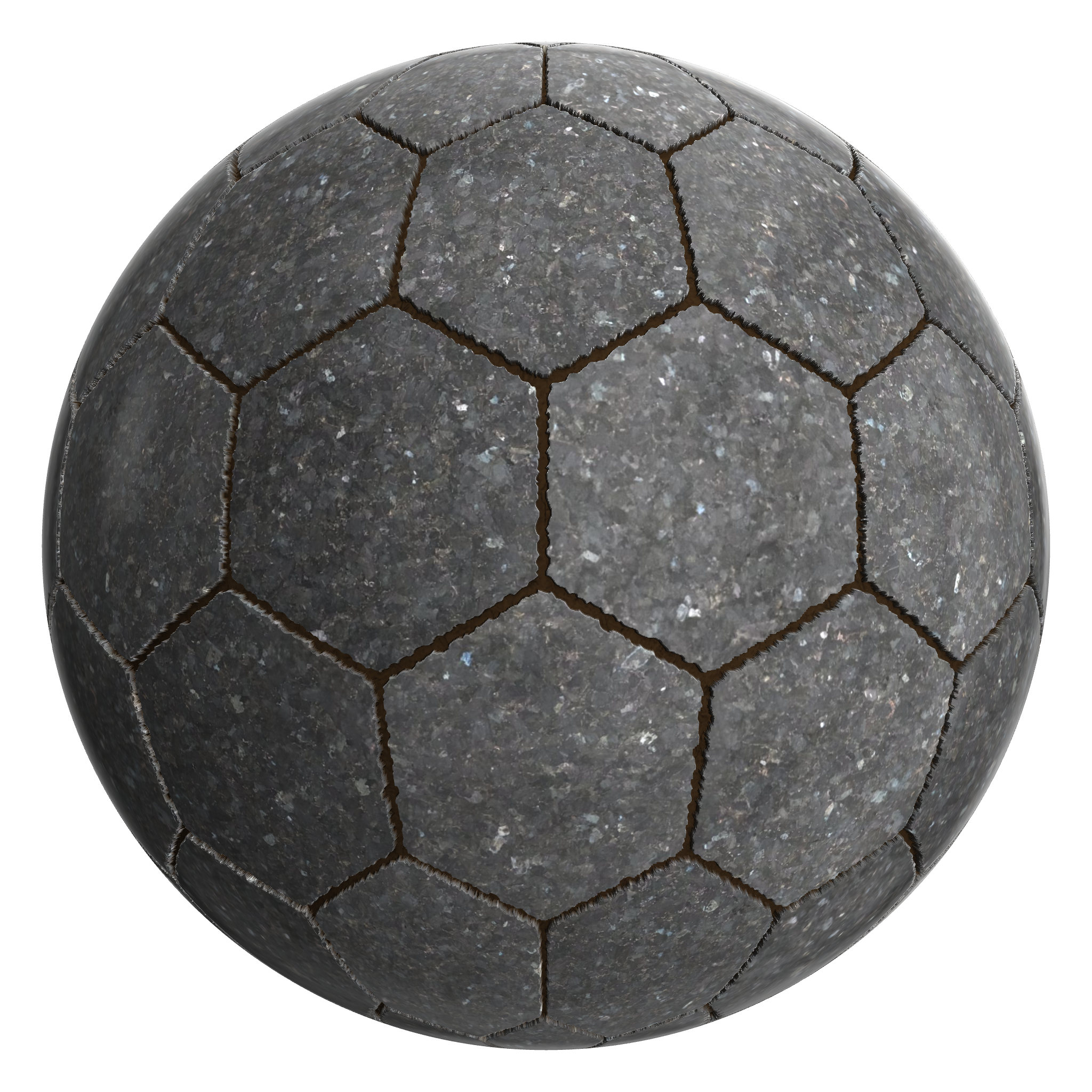 3D sphere preview of Larvikite Hexagonal seamless texture