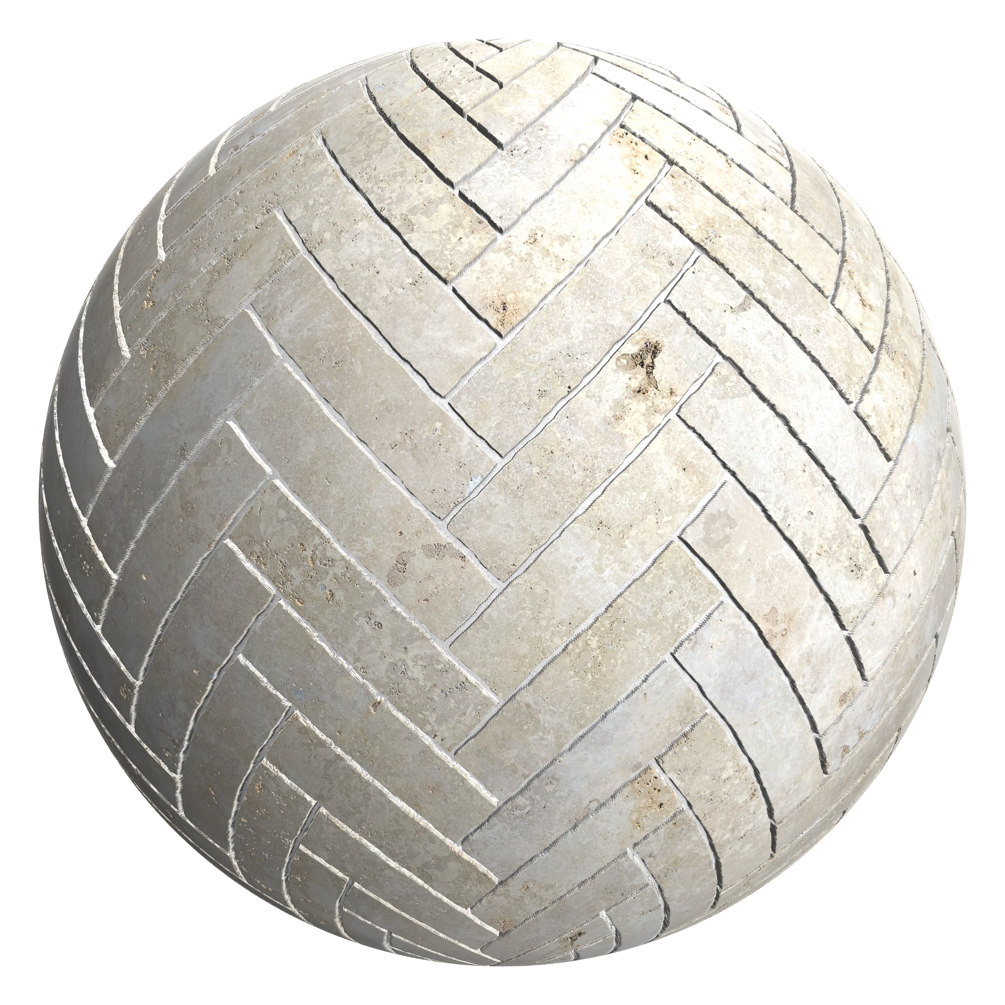 3D sphere preview of Limestone Herringbone seamless texture
