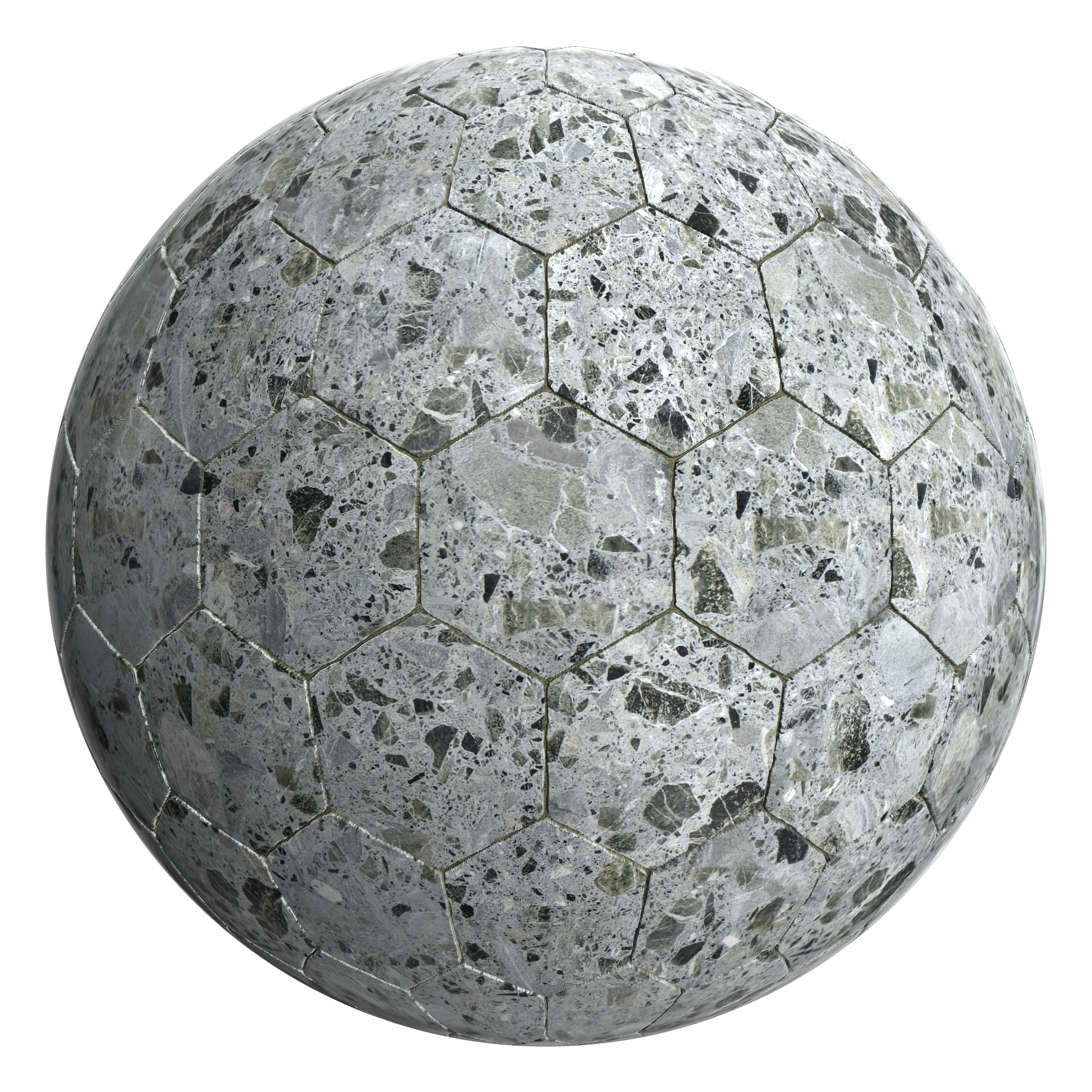 3D sphere preview of Terrazzo Hexagonal seamless texture