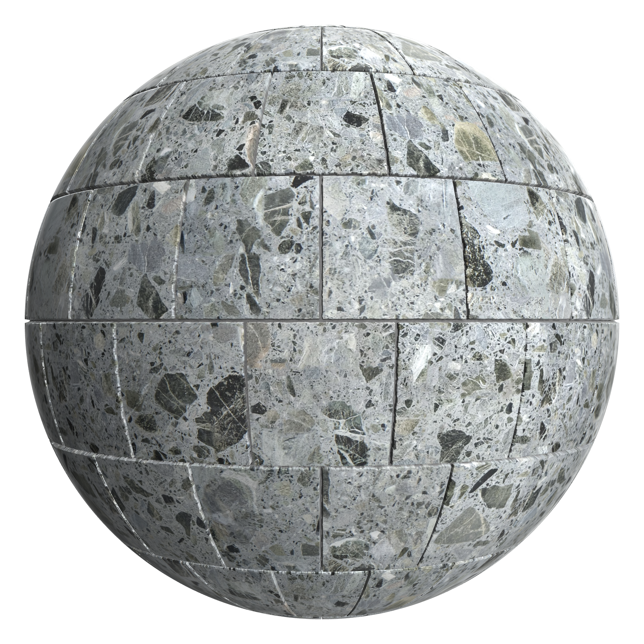 3D sphere preview of Terrazzo Stretcher seamless texture