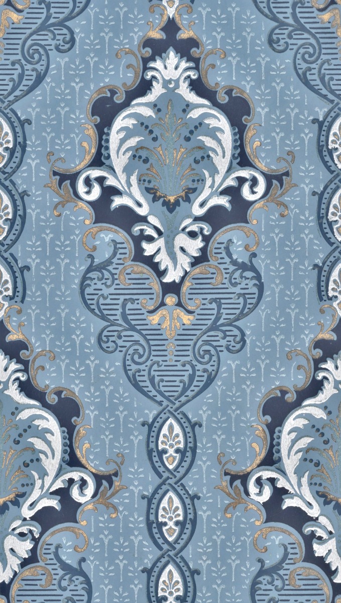 A seamless wallpaper texture with medallion stripe wallpaper units arranged in a None pattern