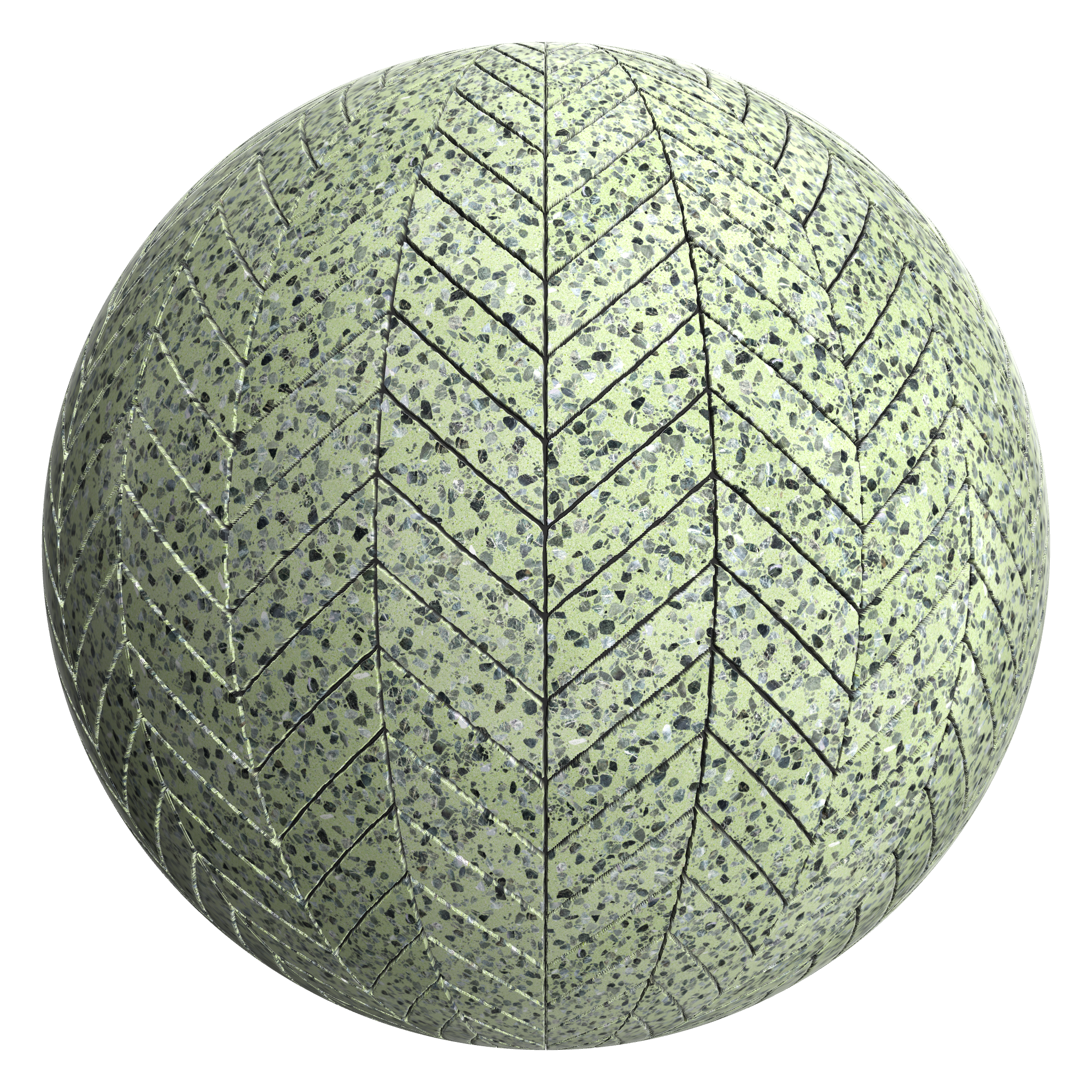 3D sphere preview of Miskas Terrazzo Chevron seamless texture