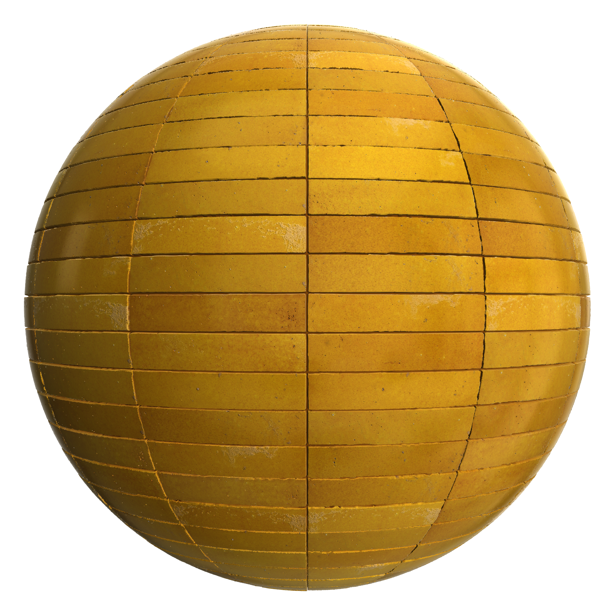 3D sphere preview of Mustard Crazed Tile, Stack seamless texture