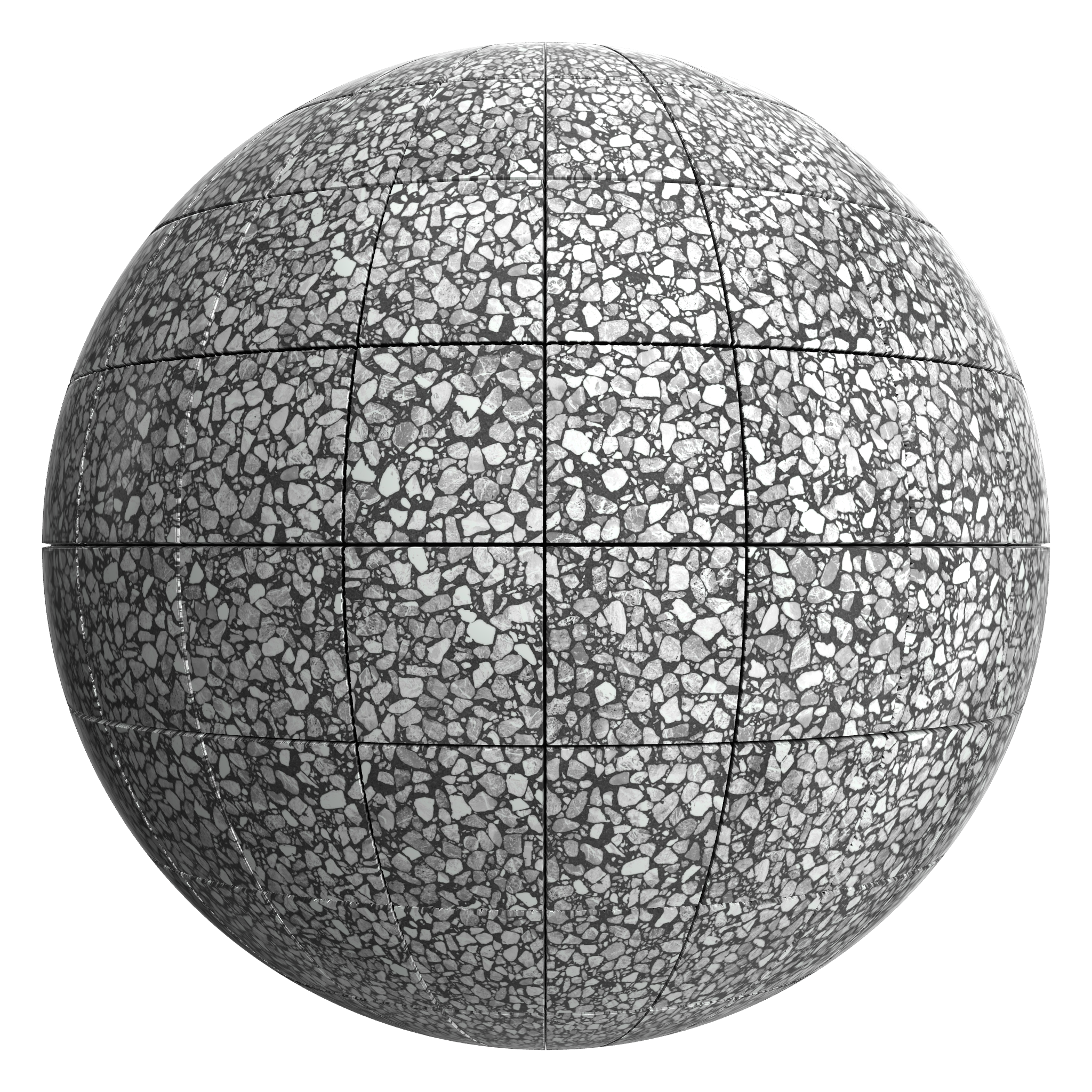 3D sphere preview of Nolli Terrazzo Stack seamless texture