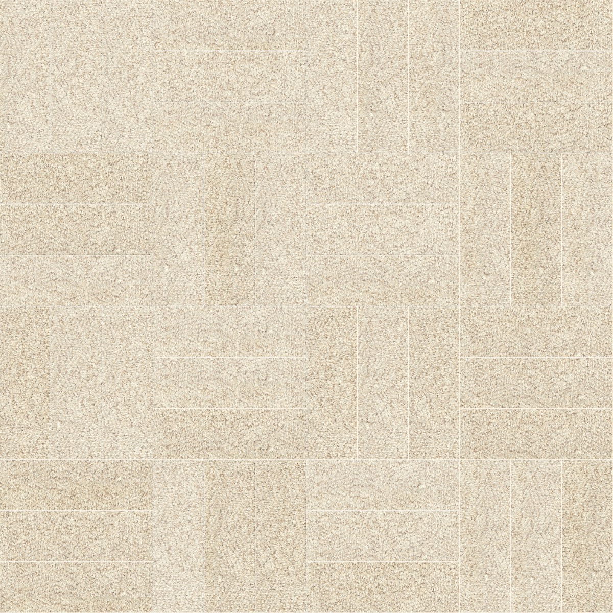 A seamless carpet texture with oatmeal loop pile carpet units arranged in a Basketweave pattern