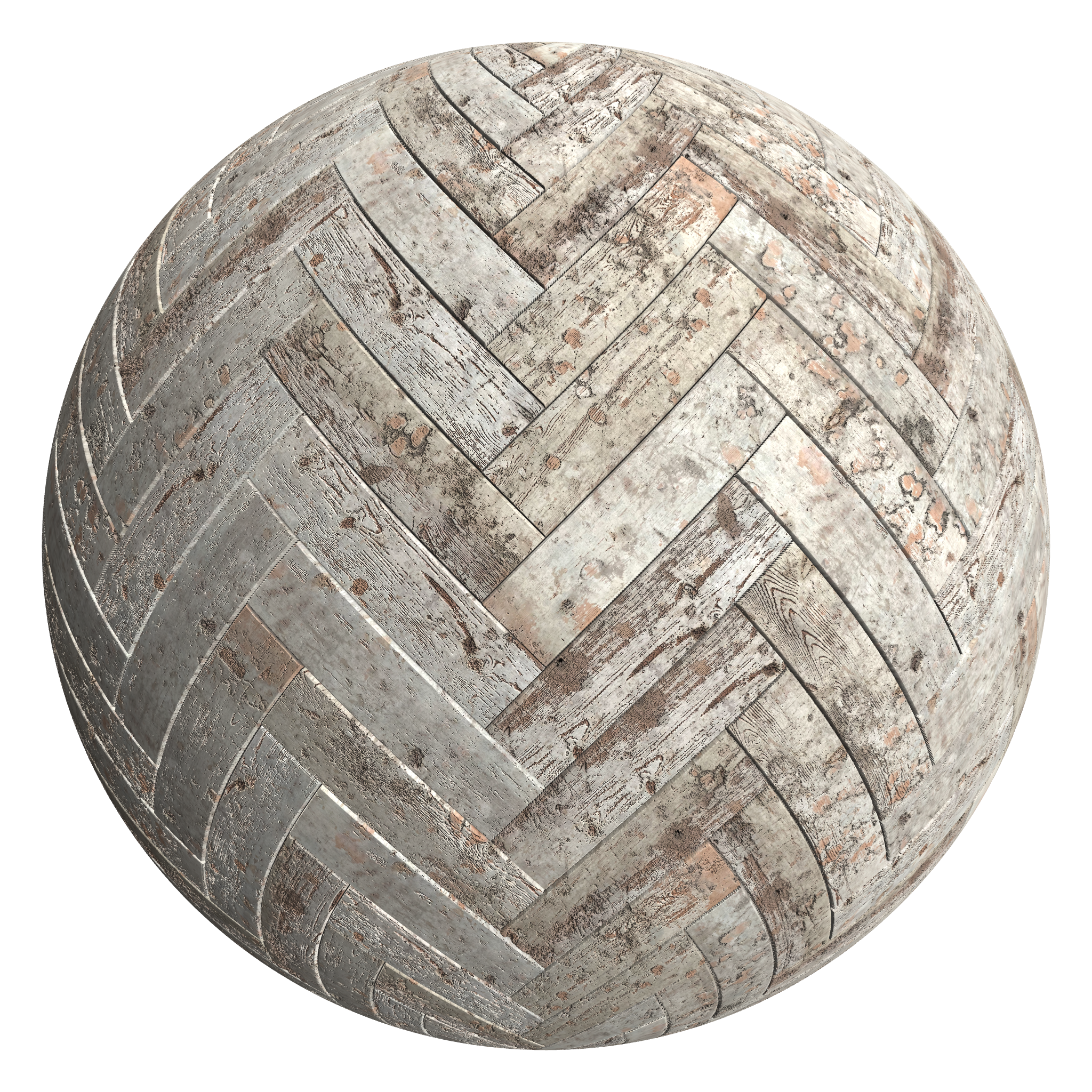 3D sphere preview of Old Weathered Wood, Herringbone seamless texture