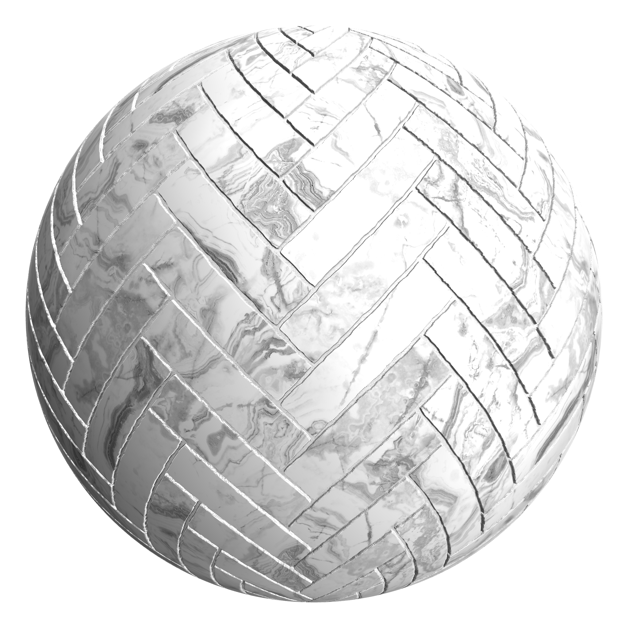 3D sphere preview of Orange Marble Herringbone seamless texture