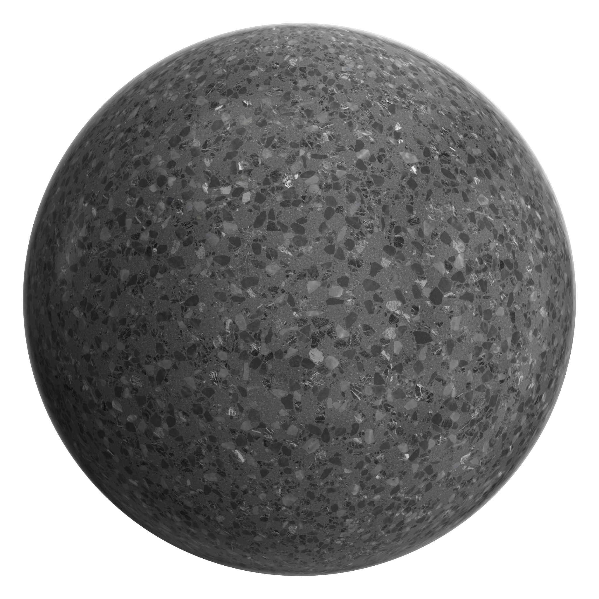 3D sphere preview of Oscuro Terrazzo seamless texture