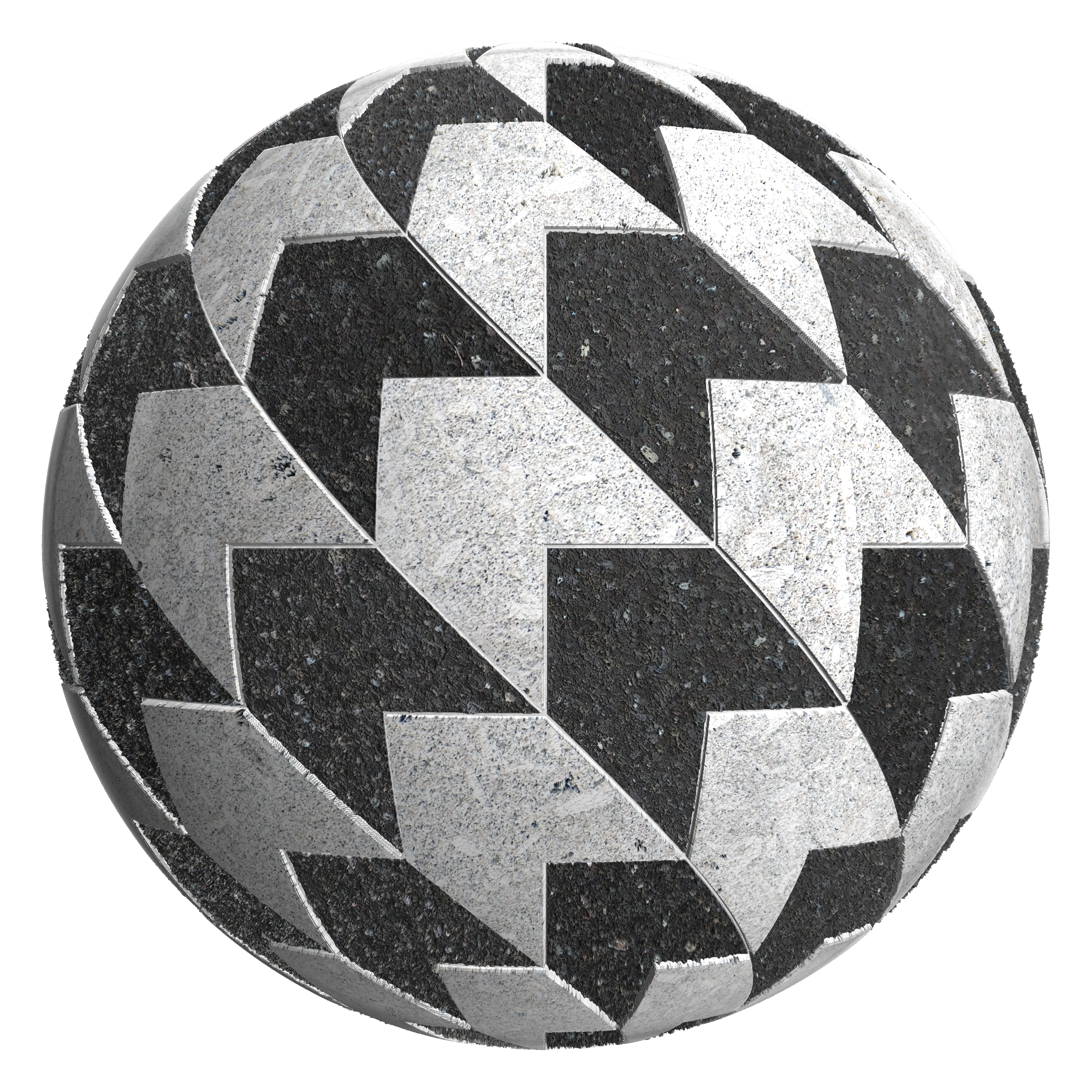 3D sphere preview of Porphyritic Granite, Angled Chevron seamless texture
