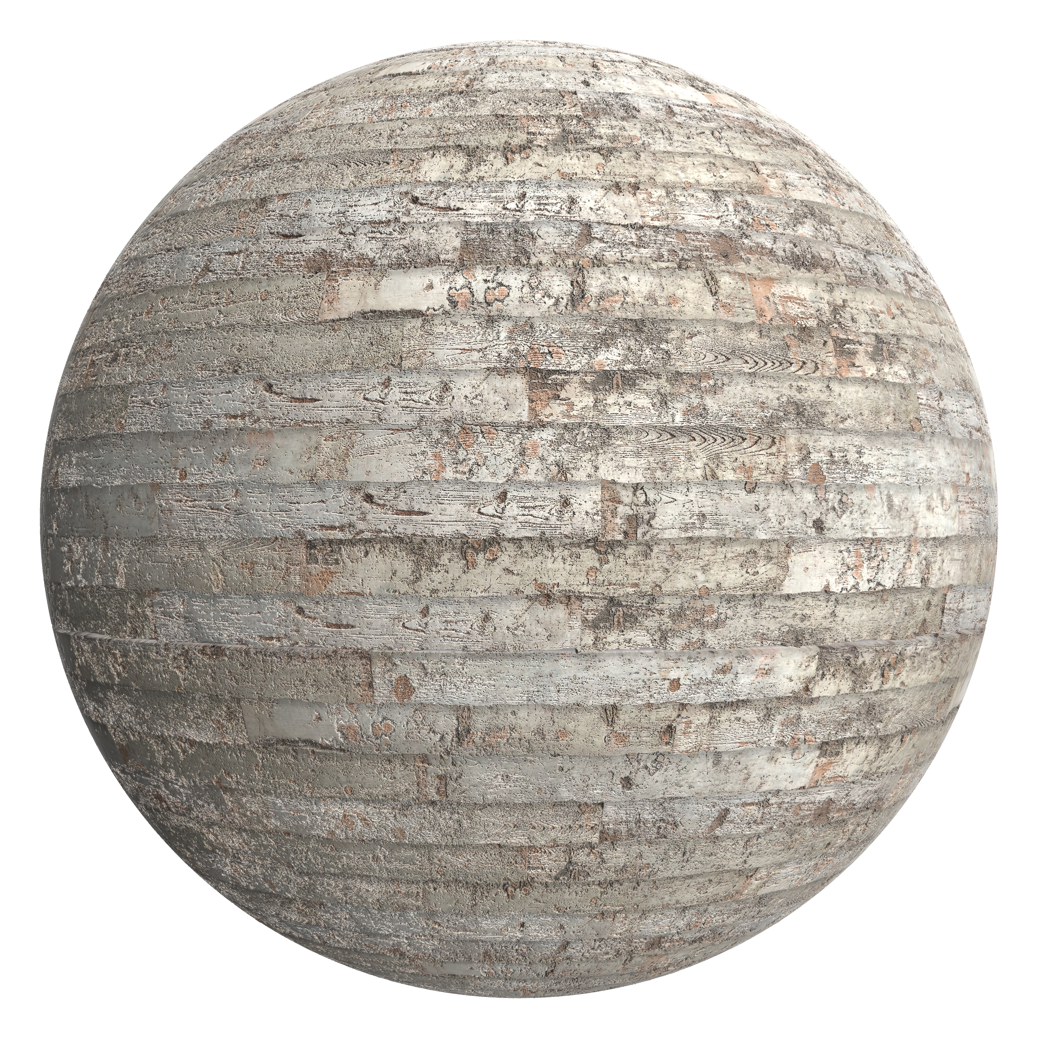3D sphere preview of Live Edge Old Weathered Wood Lap Siding seamless texture